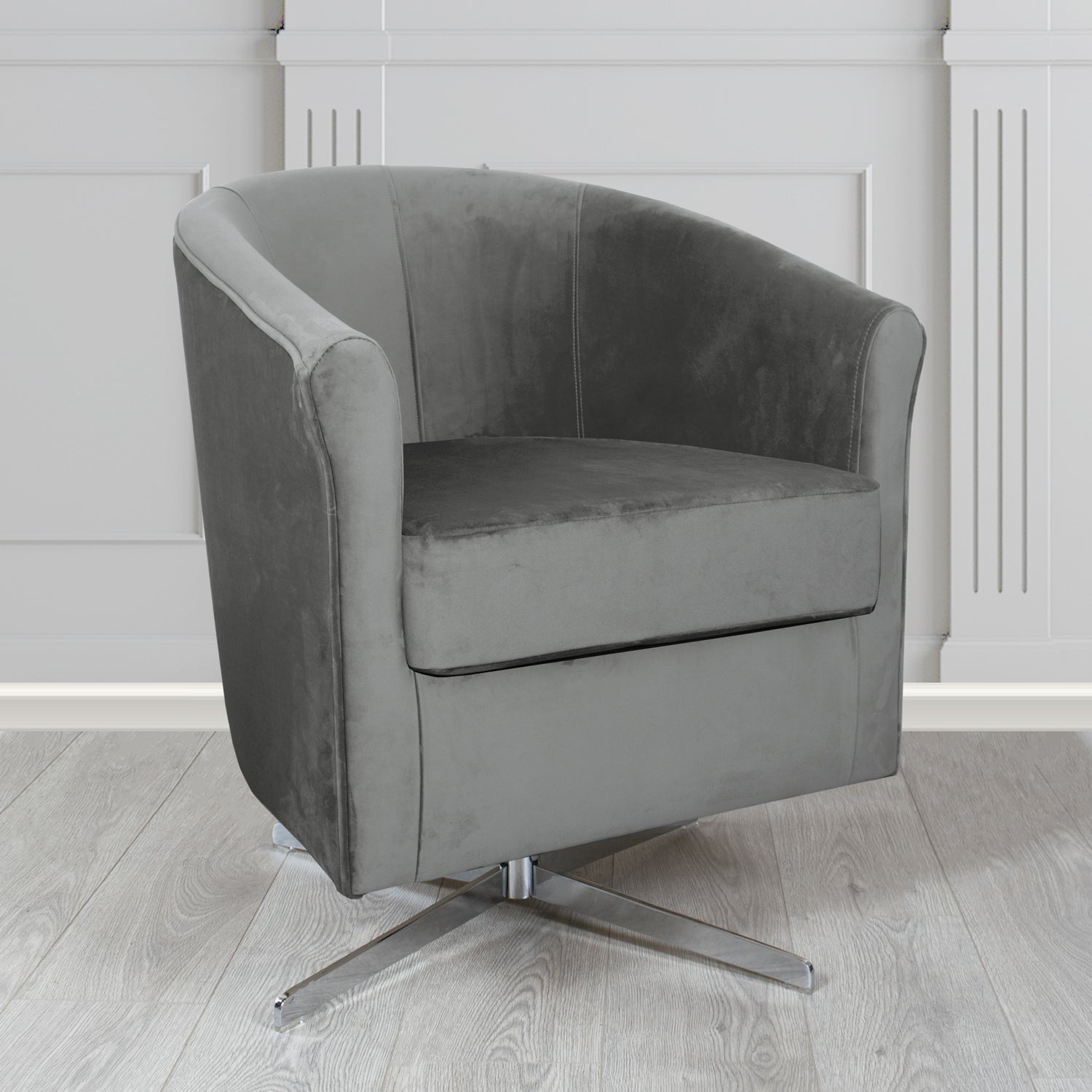 Cannes Swivel Tub Chair in Monaco Plush Velvet Fabric