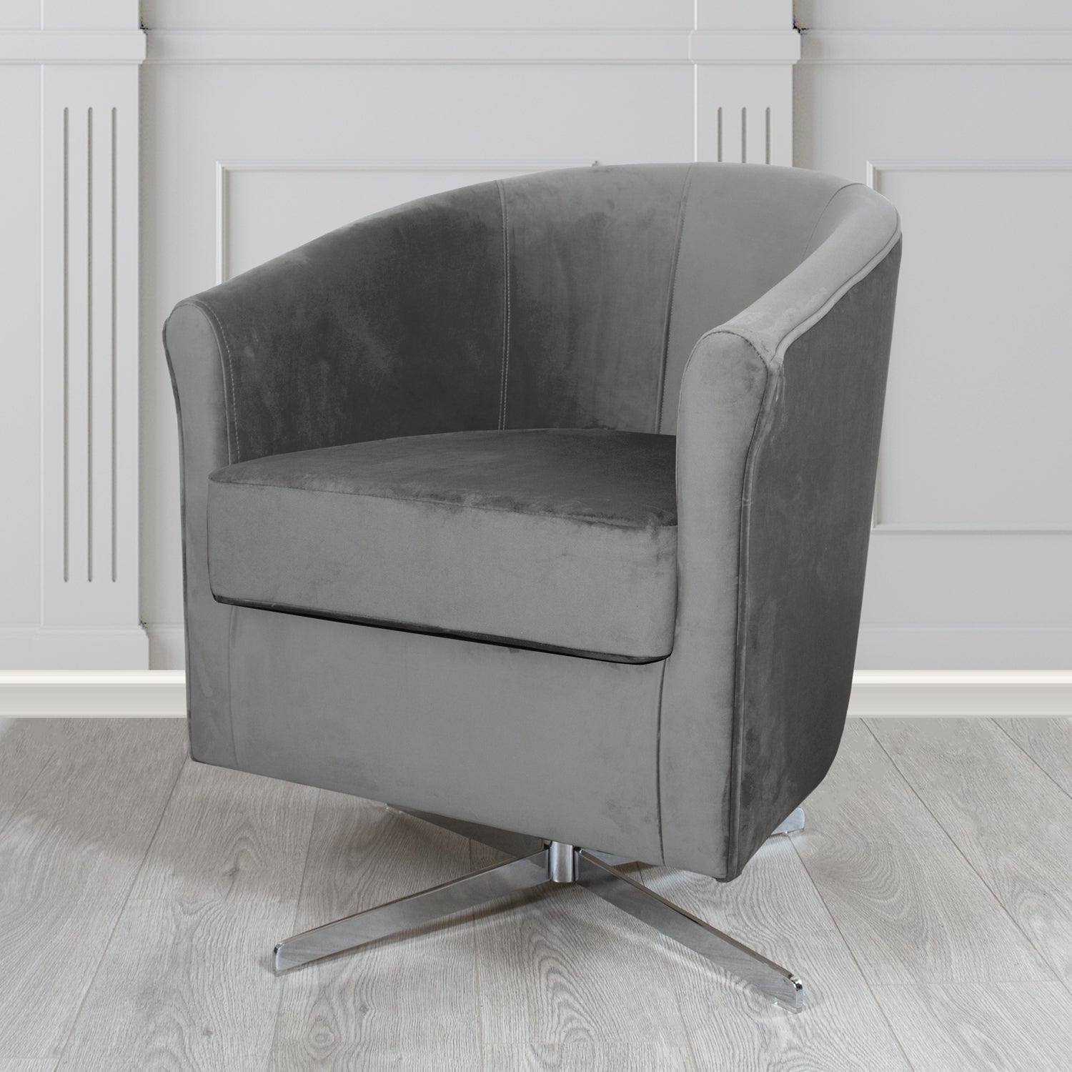Cannes Swivel Tub Chair in Monaco Plush Velvet Fabric