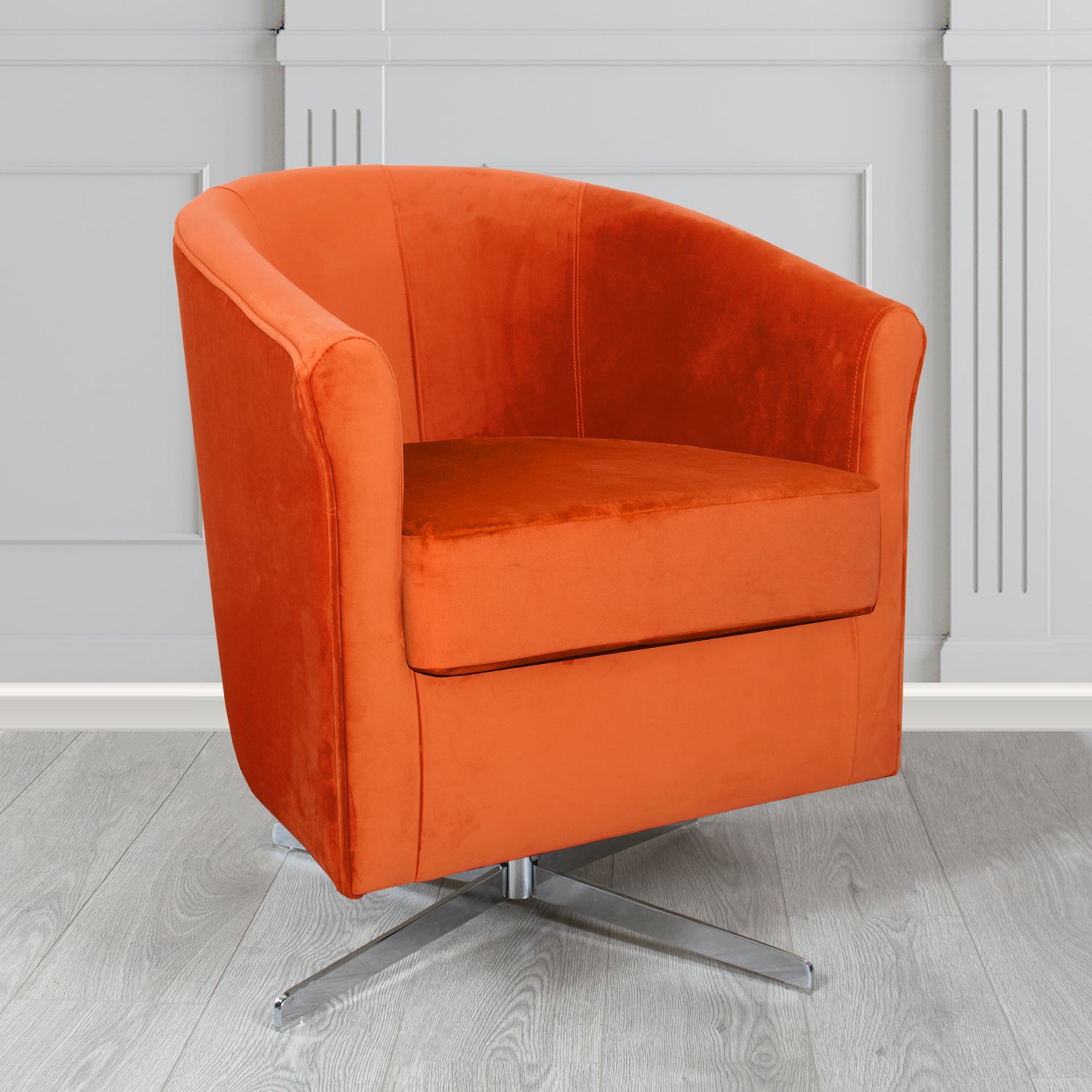 Cannes Swivel Tub Chair in Monaco Plush Velvet Fabric