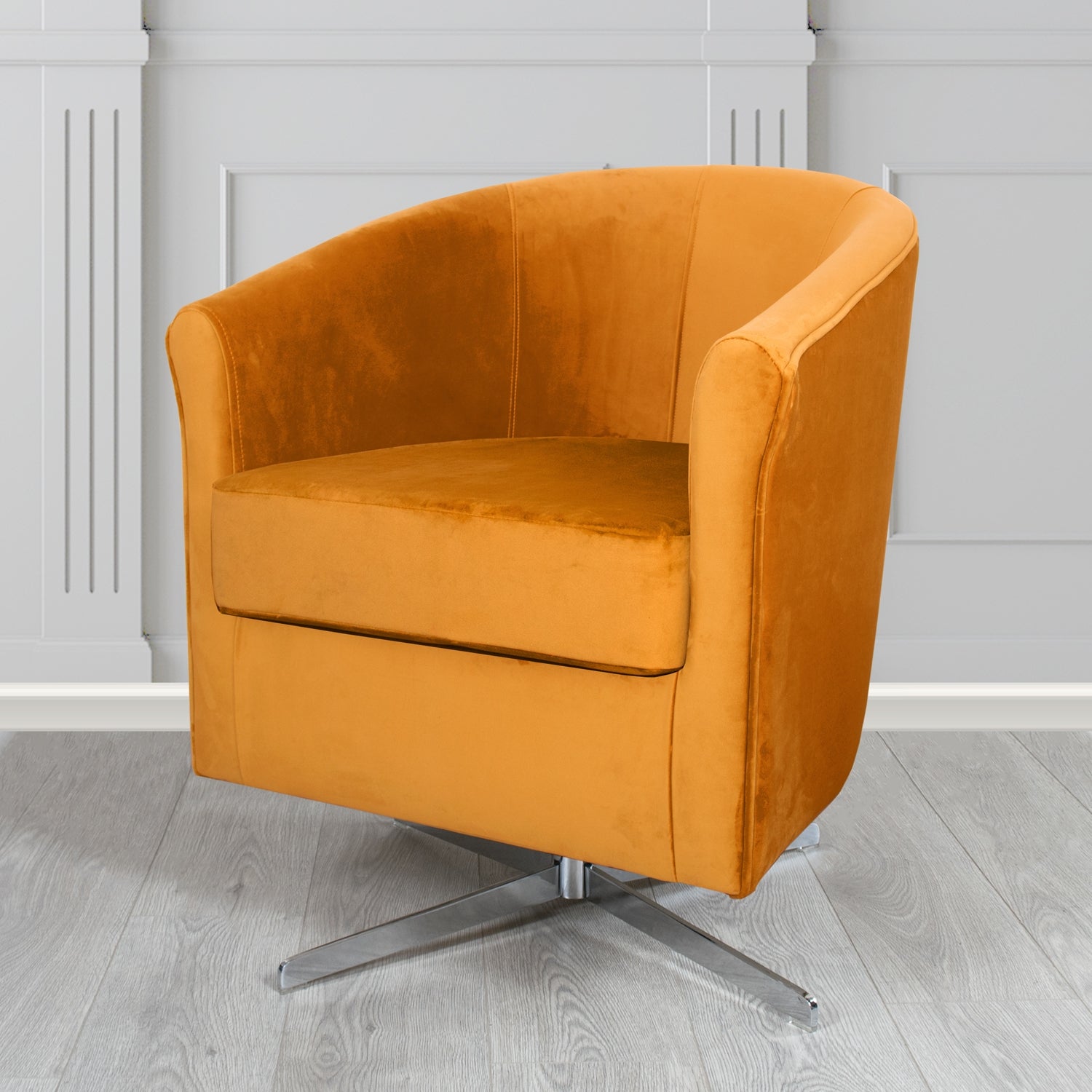 Cannes Swivel Tub Chair in Monaco Plush Velvet Fabric