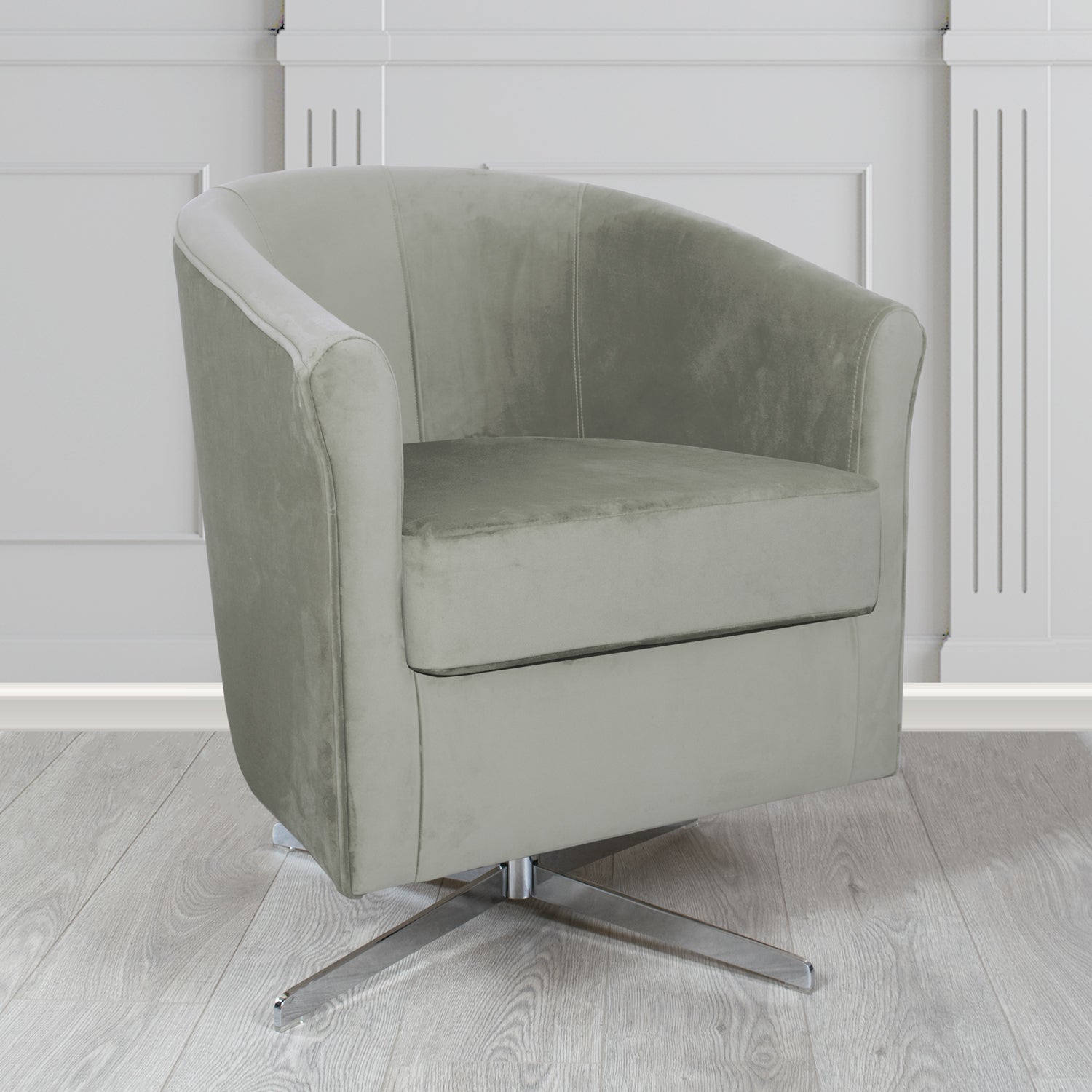Cannes Swivel Tub Chair in Monaco Plush Velvet Fabric