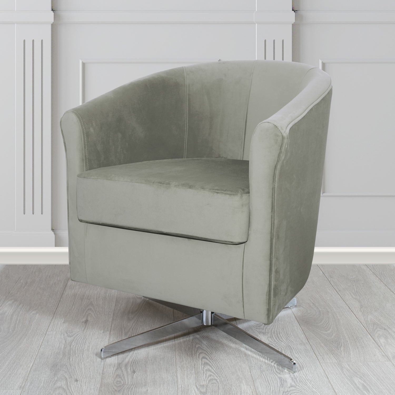 Cannes Swivel Tub Chair in Monaco Plush Velvet Fabric