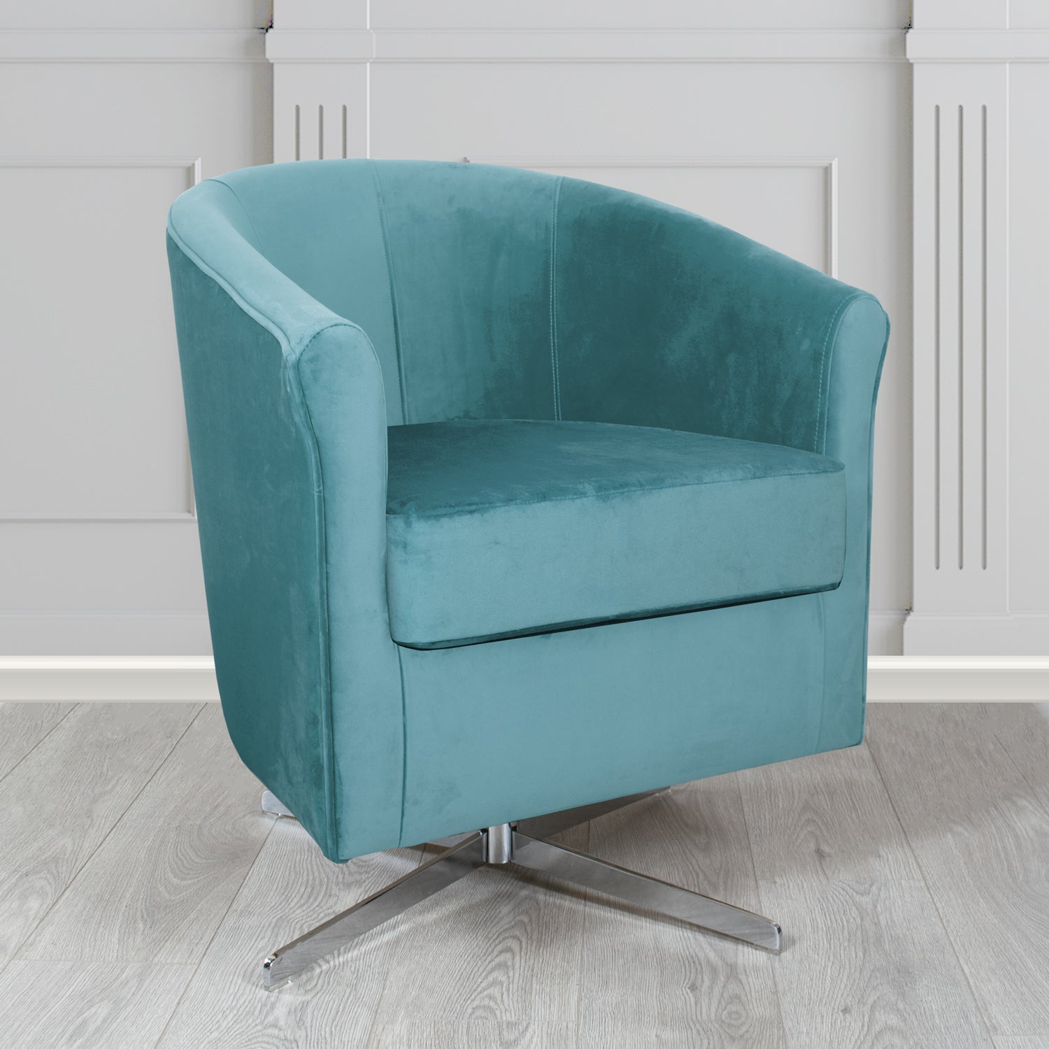Cannes Swivel Tub Chair in Monaco Plush Velvet Fabric