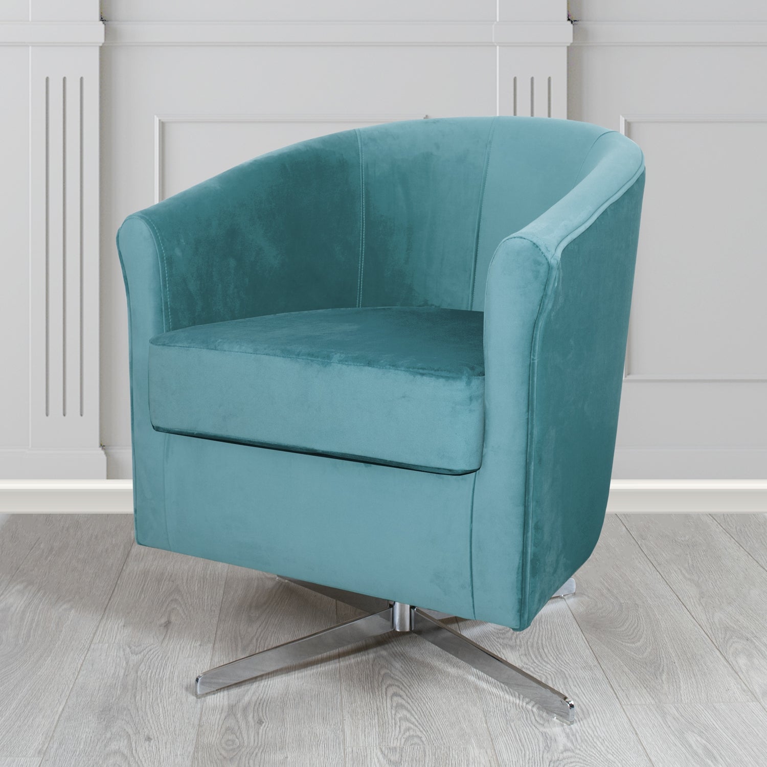 Cannes Swivel Tub Chair in Monaco Plush Velvet Fabric