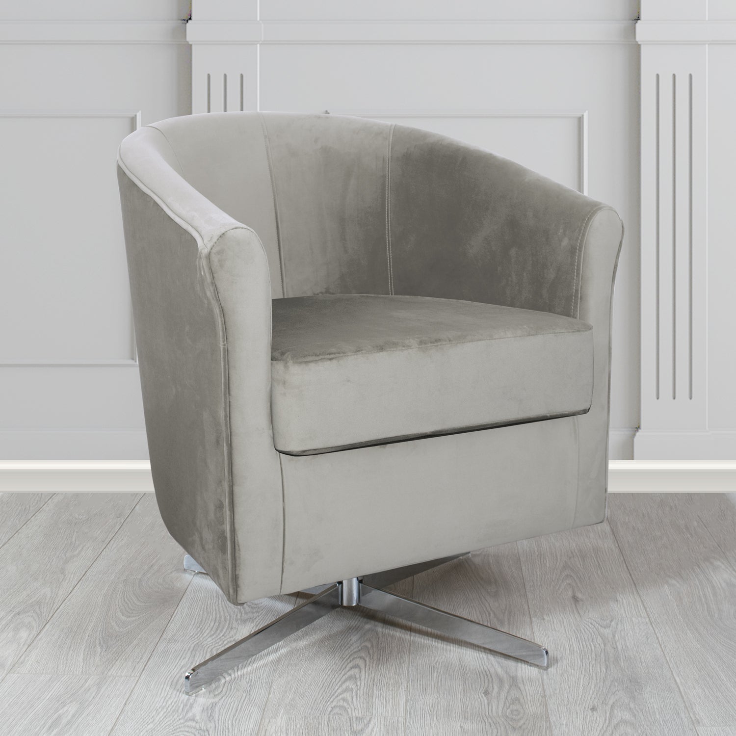 Cannes Swivel Tub Chair in Monaco Plush Velvet Fabric