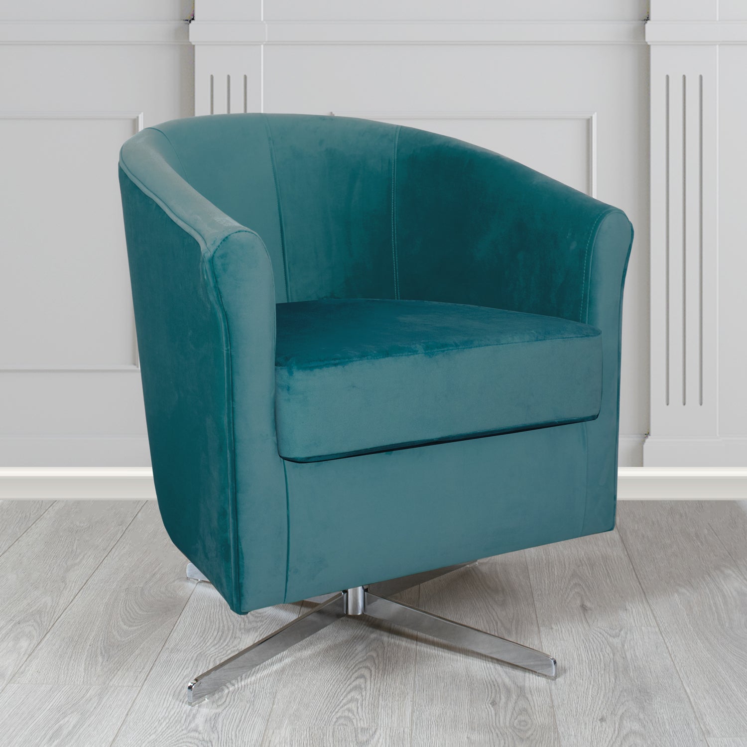 Cannes Swivel Tub Chair in Monaco Plush Velvet Fabric