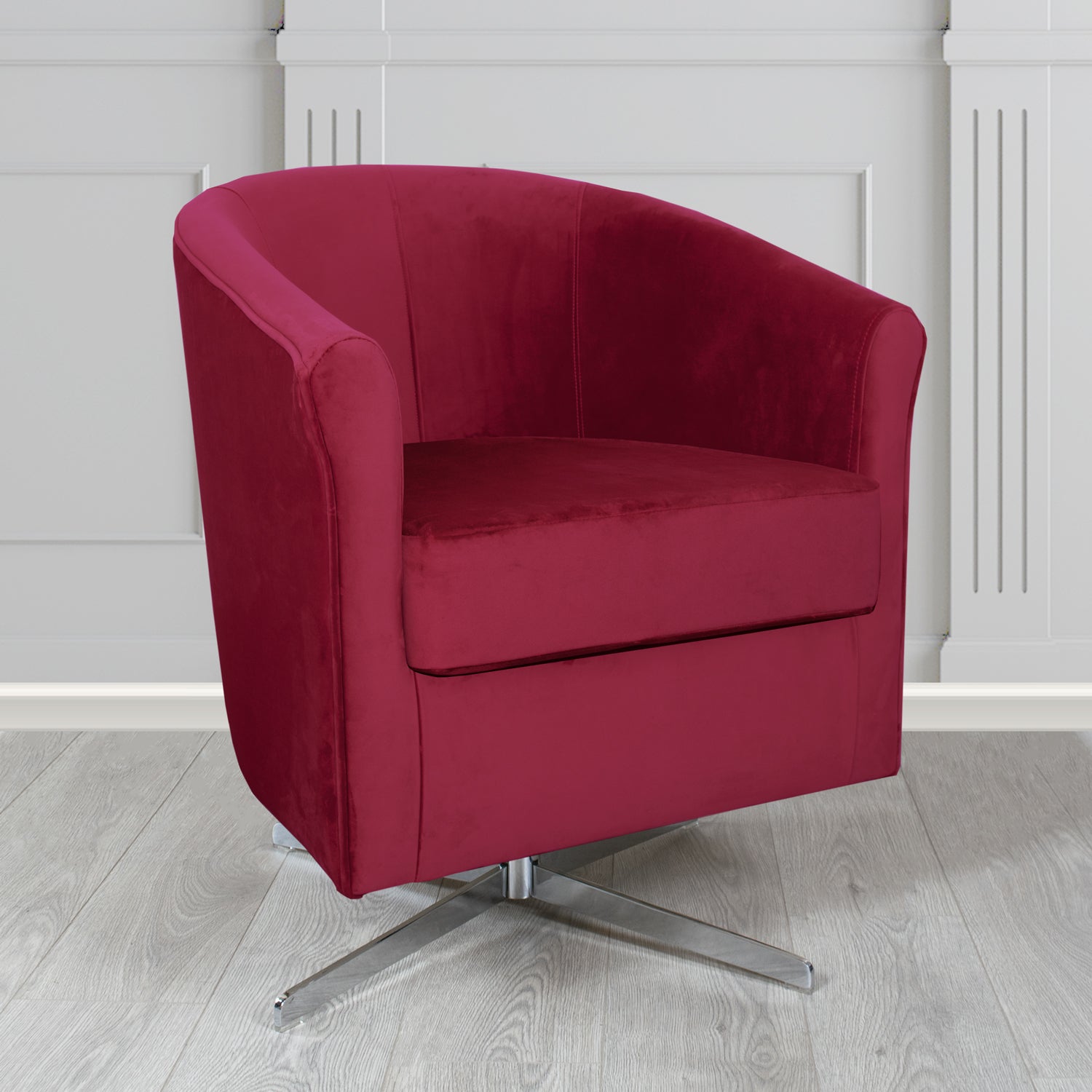 Cannes Swivel Tub Chair in Monaco Plush Velvet Fabric