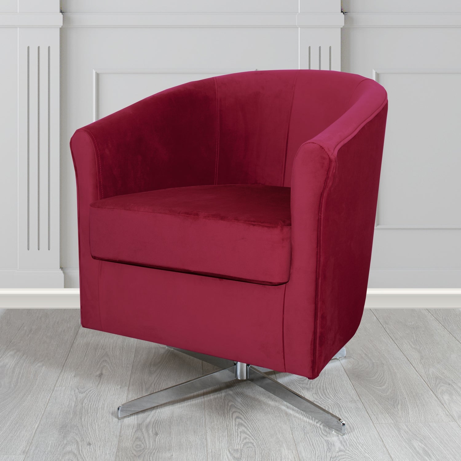 Cannes Swivel Tub Chair in Monaco Plush Velvet Fabric