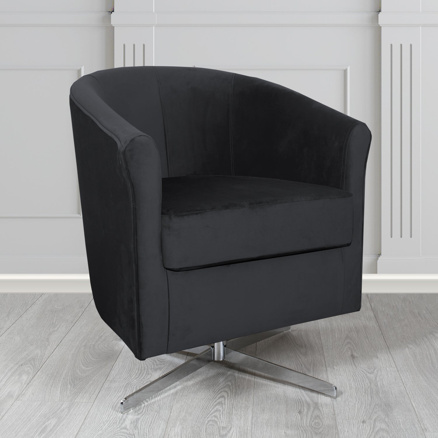 Cannes Swivel Tub Chair in Panaz Fabrics Allure Crib 5 Velvet Fabric