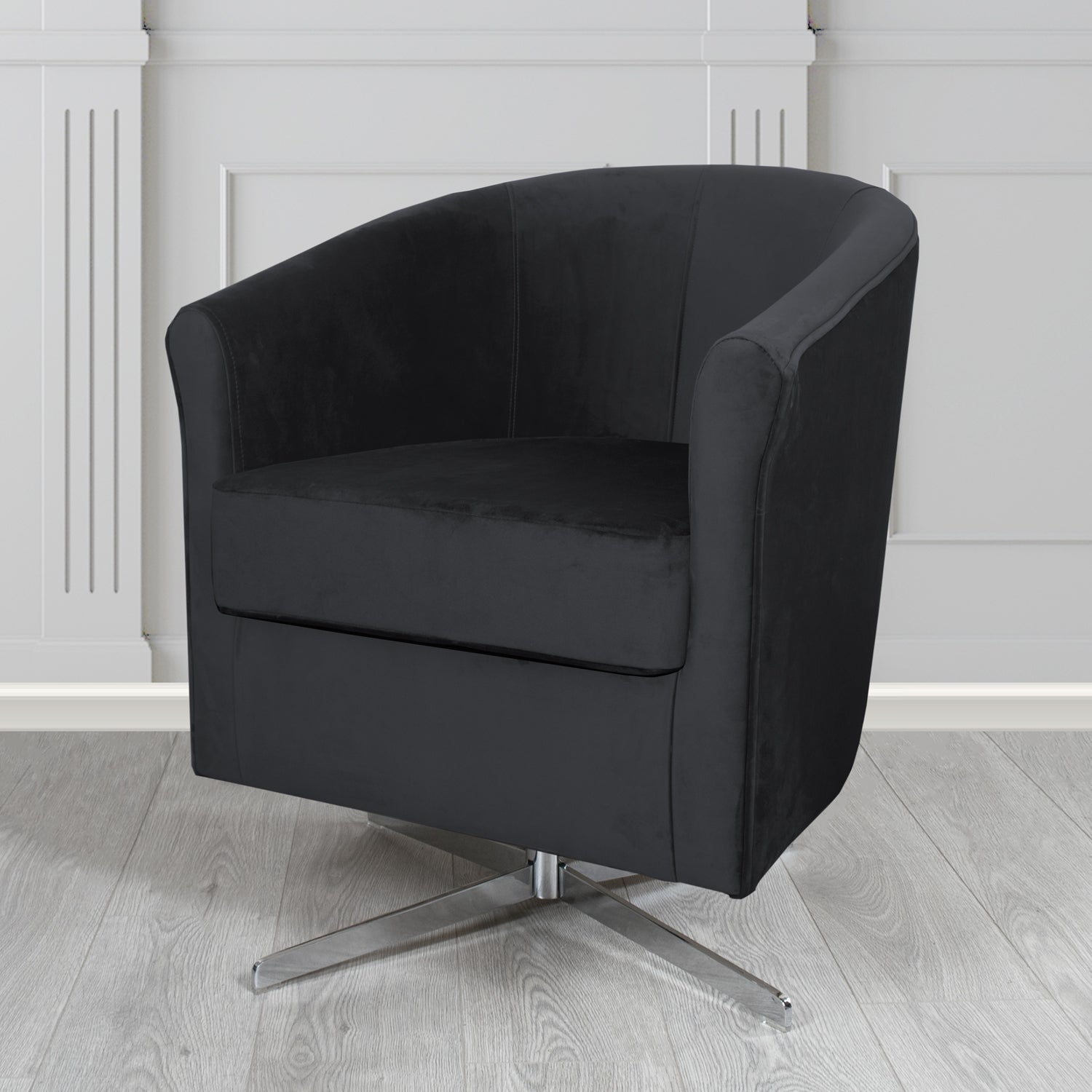 Cannes Swivel Tub Chair in Panaz Fabrics Allure Crib 5 Velvet Fabric
