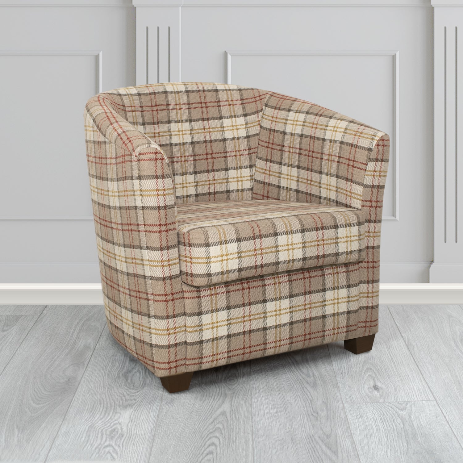 Cannes Tub Chair in Piazza Plaid Crib 5 Tartan Fabric