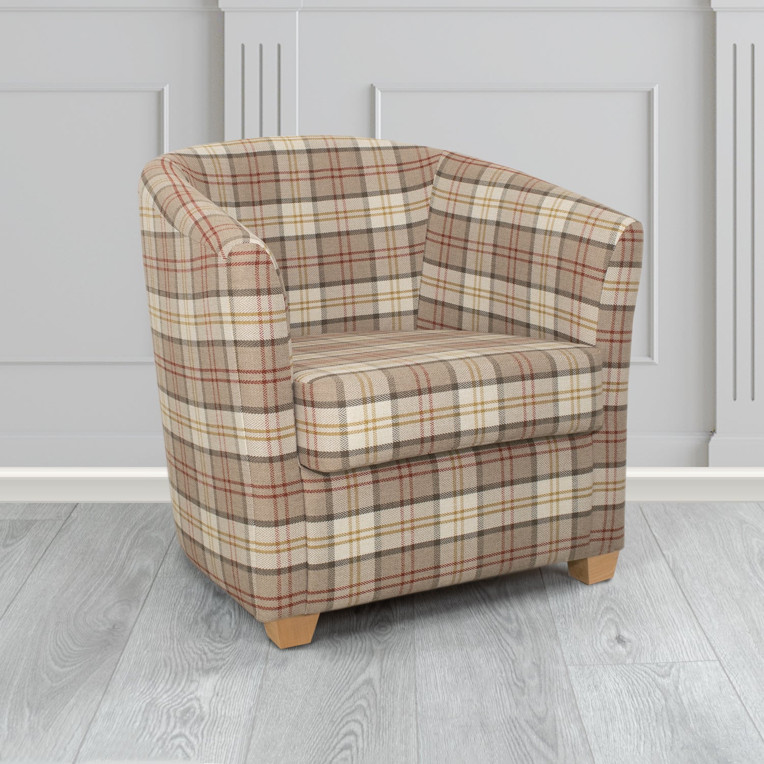 Cannes Tub Chair in Piazza Plaid Crib 5 Tartan Fabric
