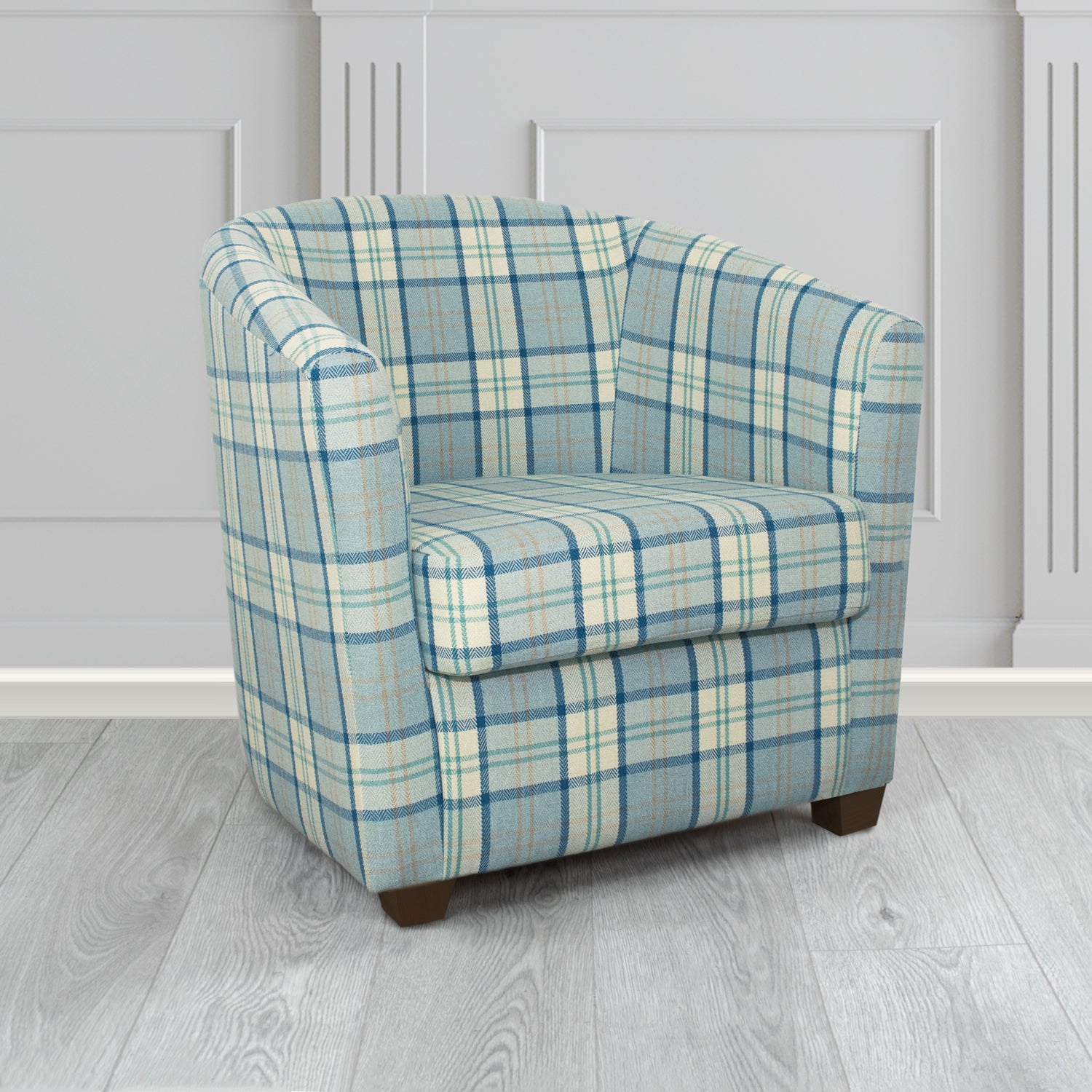 Cannes Tub Chair in Piazza Plaid Crib 5 Tartan Fabric