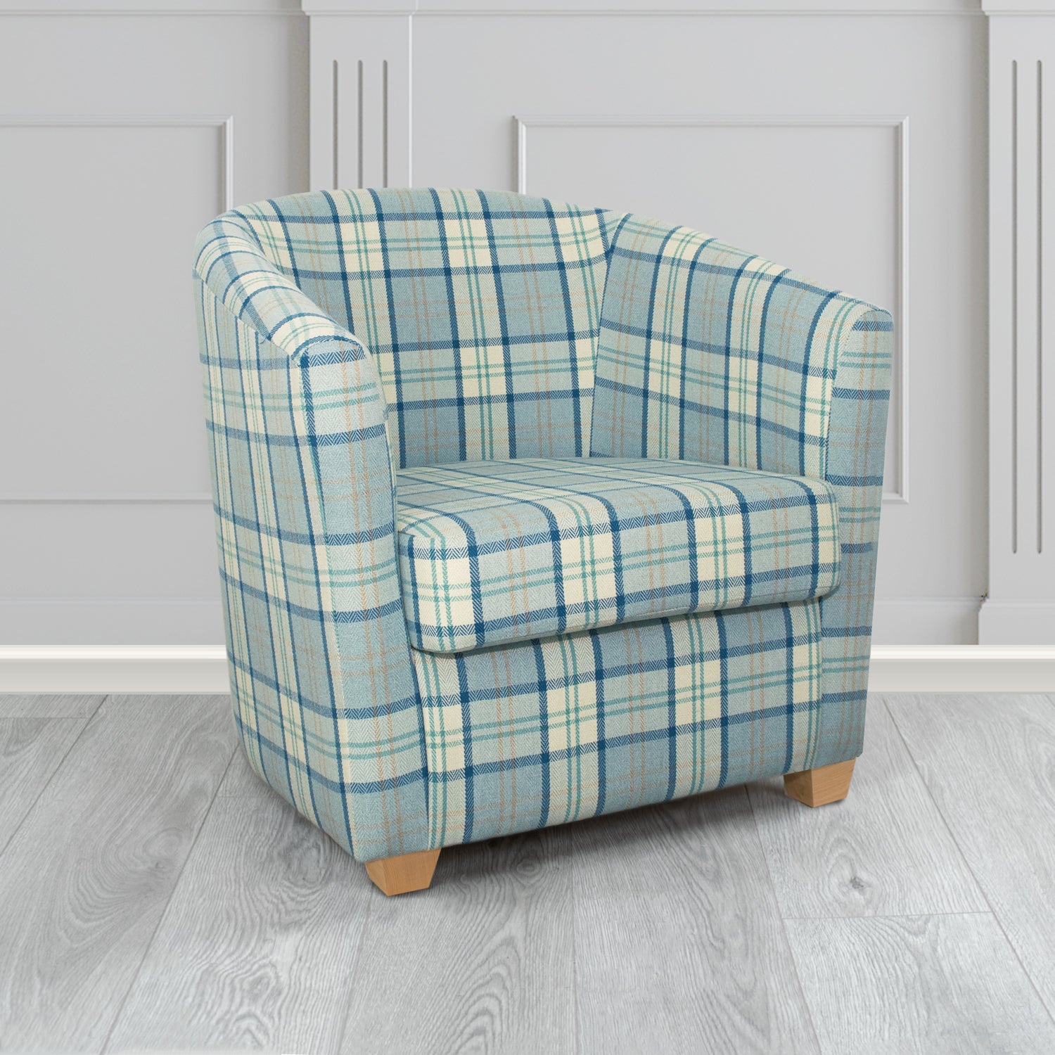 Cannes Tub Chair in Piazza Plaid Crib 5 Tartan Fabric