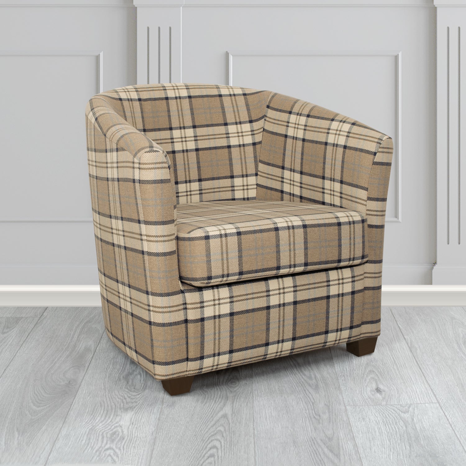 Cannes Tub Chair in Piazza Plaid Crib 5 Tartan Fabric