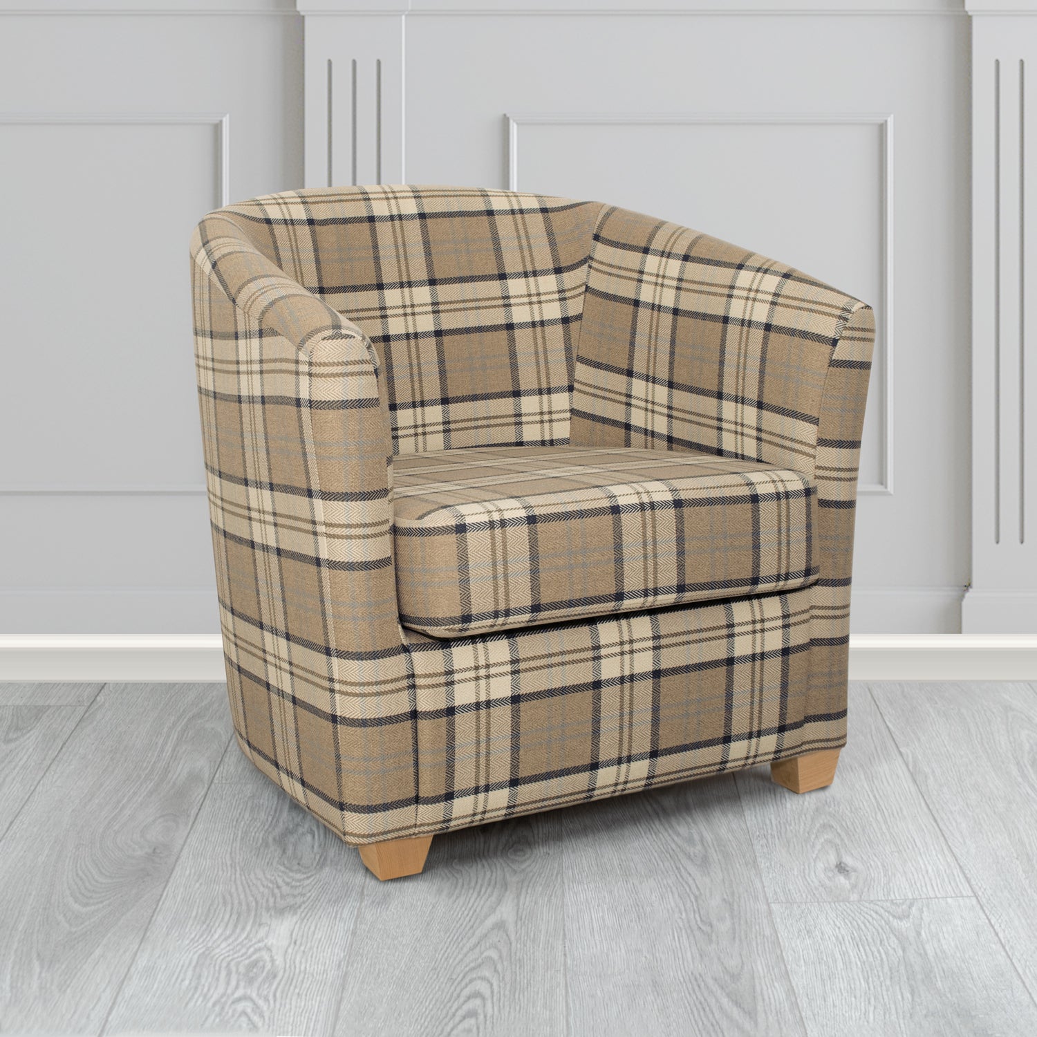 Cannes Tub Chair in Piazza Plaid Crib 5 Tartan Fabric