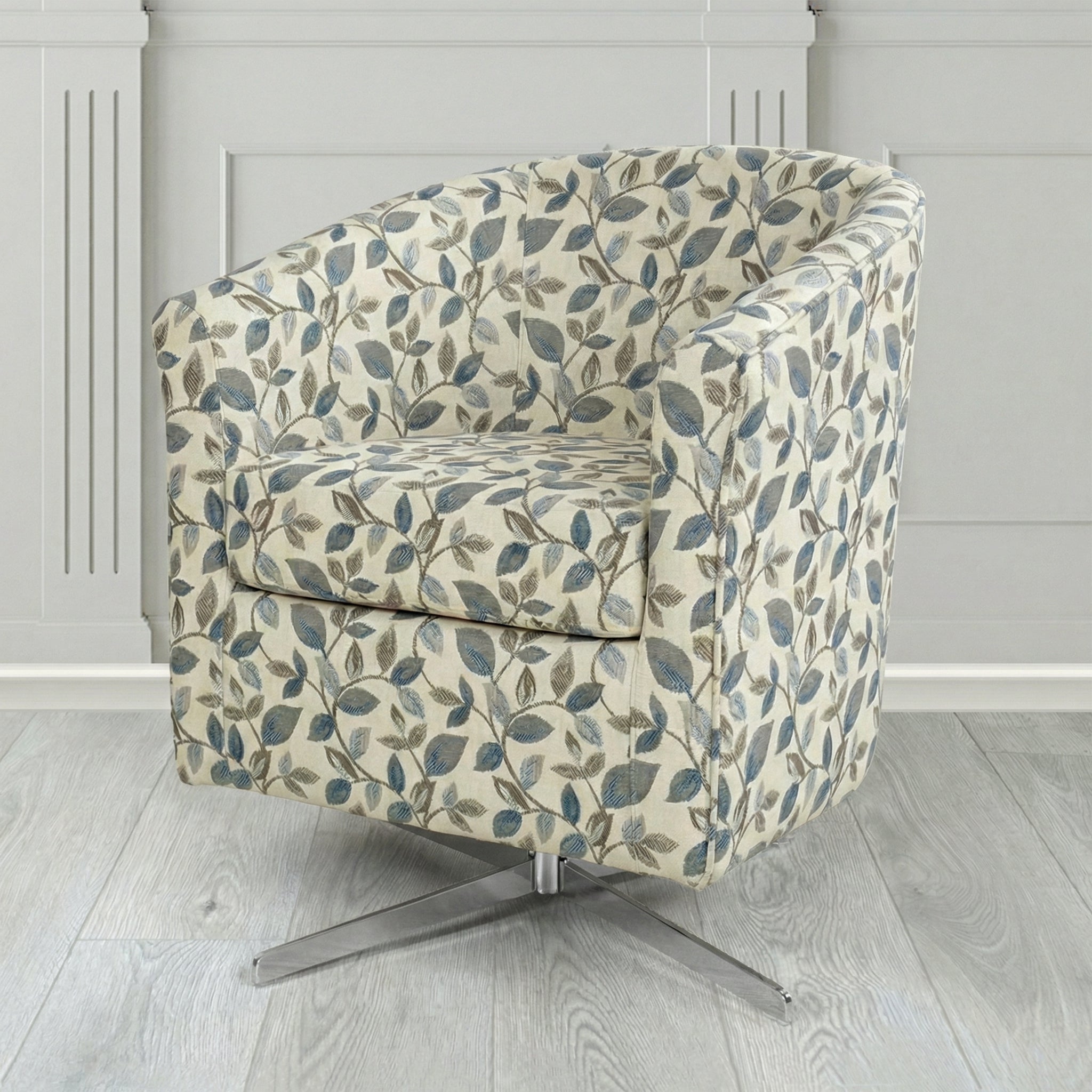 Cannes Swivel Tub Chair in Porter and Stone Vercelli Floral Fabric