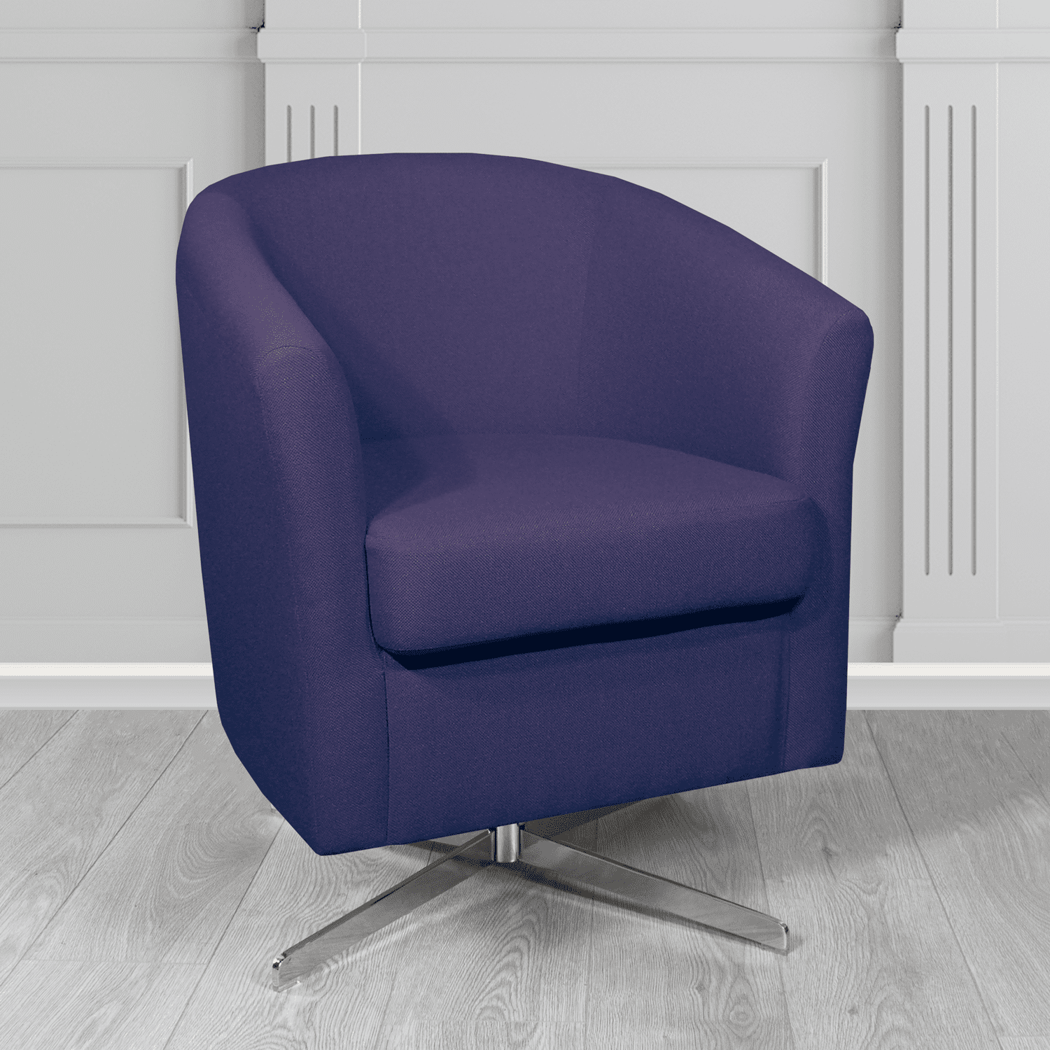 Cannes Swivel Tub Chair in Mainline Plus Prudence IF250 Crib 5 Fabric - The Tub Chair Shop