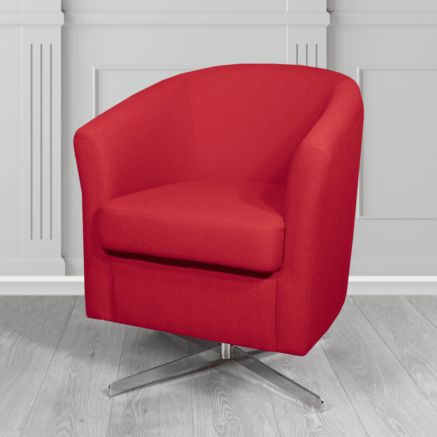 Cannes Swivel Tub Chair in Mainline Plus Red IF011 Crib 5 Fabric - The Tub Chair Shop