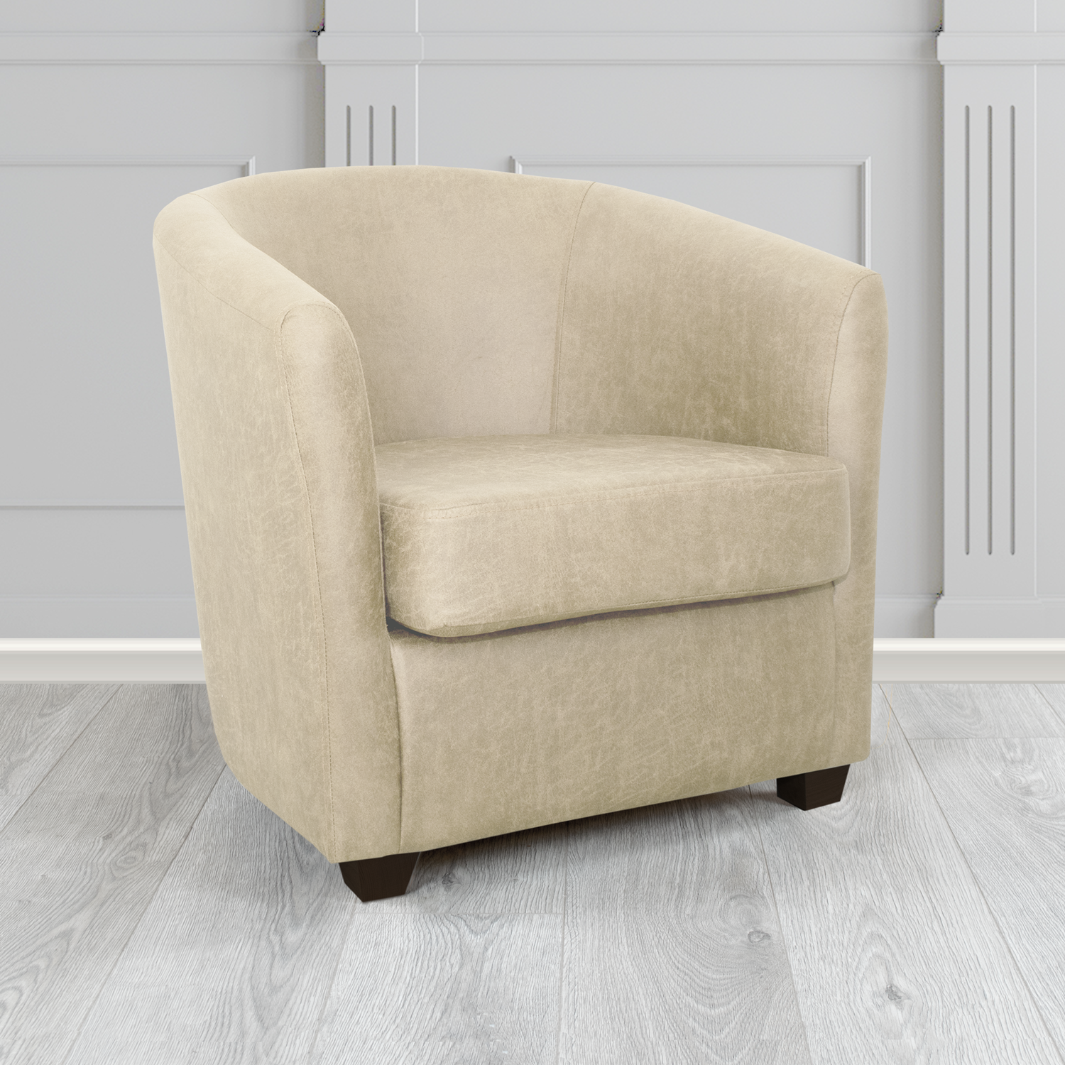 Cannes Tub Chair in Nevada Beige Faux Leather - The Tub Chair Shop