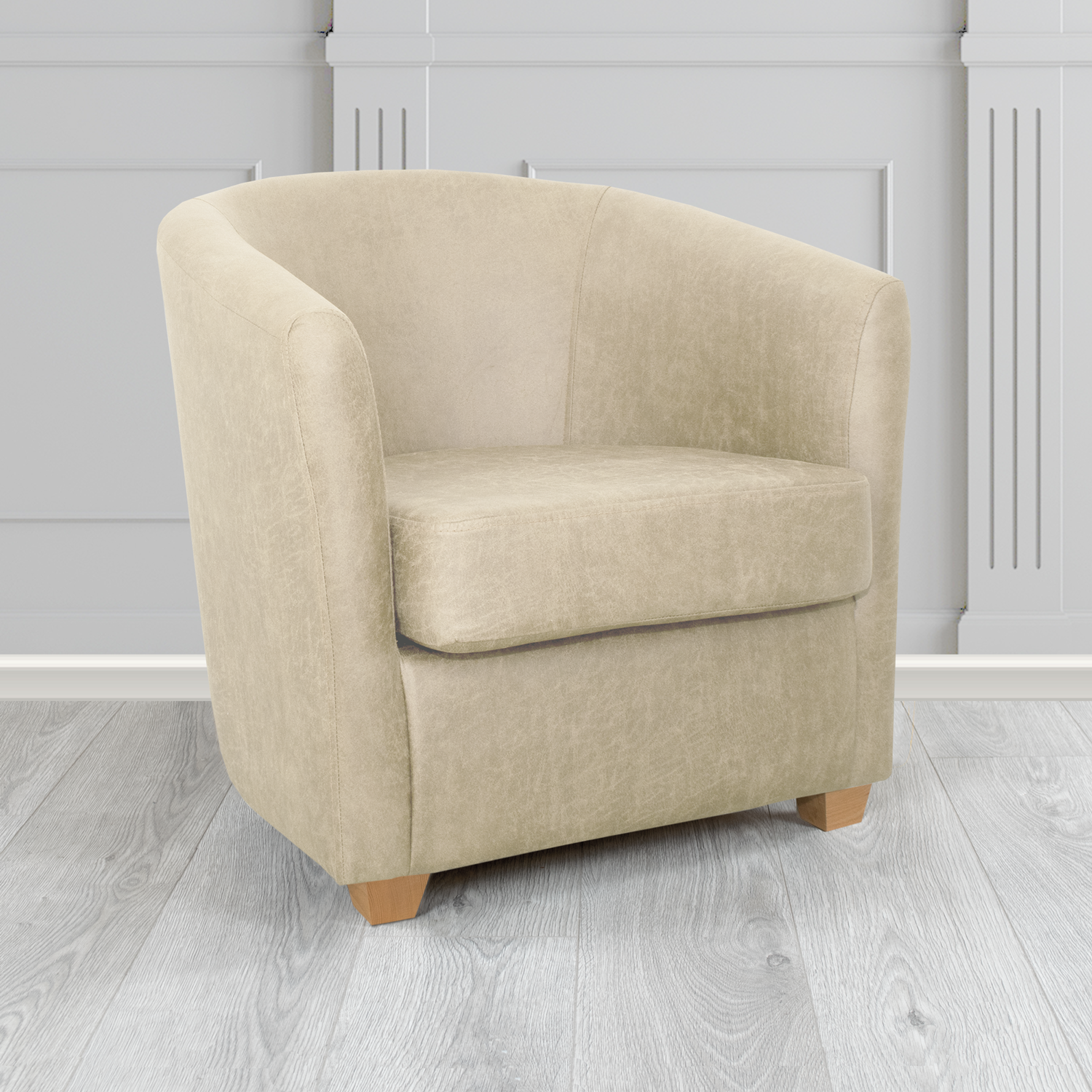 Cannes Tub Chair in Nevada Beige Faux Leather - The Tub Chair Shop