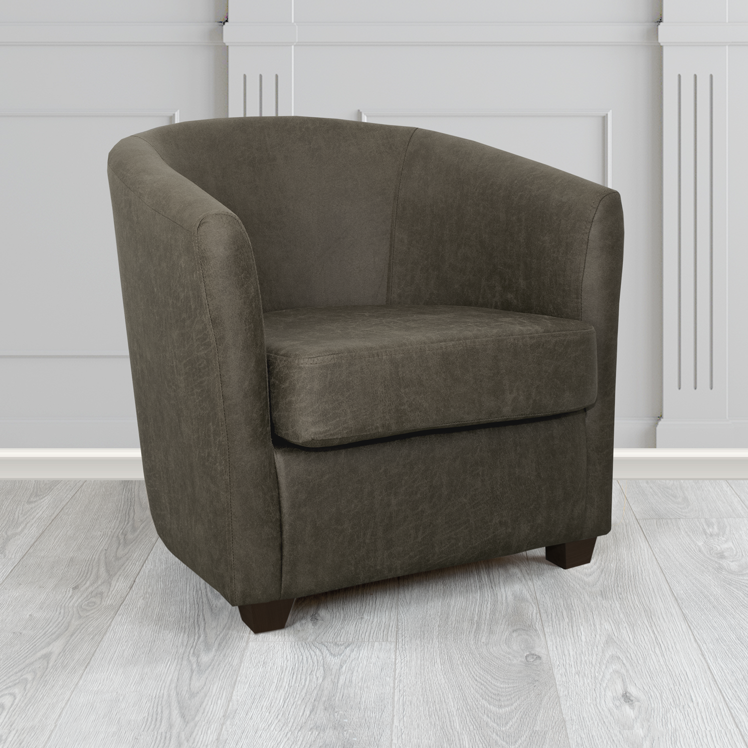 Cannes Tub Chair in Nevada Charcoal Faux Leather - The Tub Chair Shop
