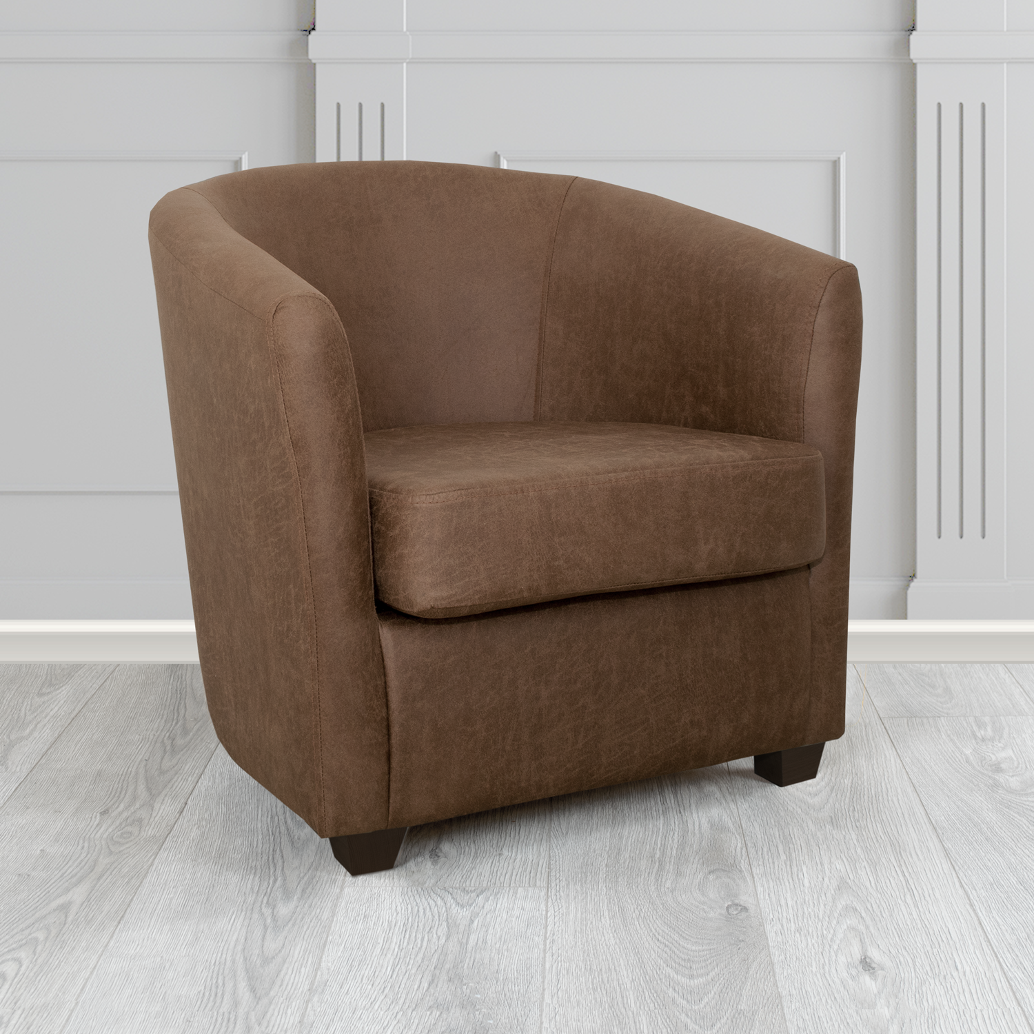 Cannes Tub Chair in Nevada Chocolate Faux Leather - The Tub Chair Shop
