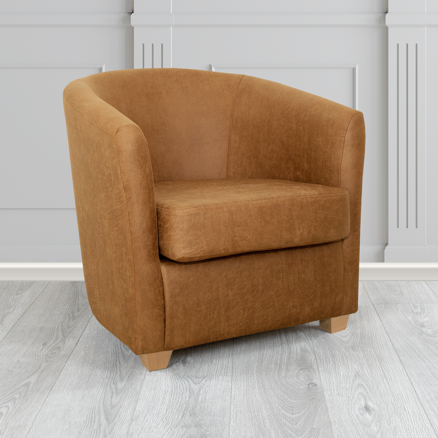 Cannes Tub Chair in Nevada Rust Faux Leather - The Tub Chair Shop