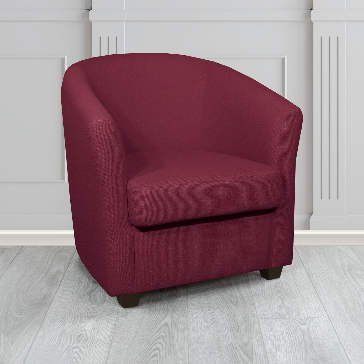 Cannes Tub Chair in Mainline Plus Ruby IF101 Crib 5 Fabric - The Tub Chair Shop