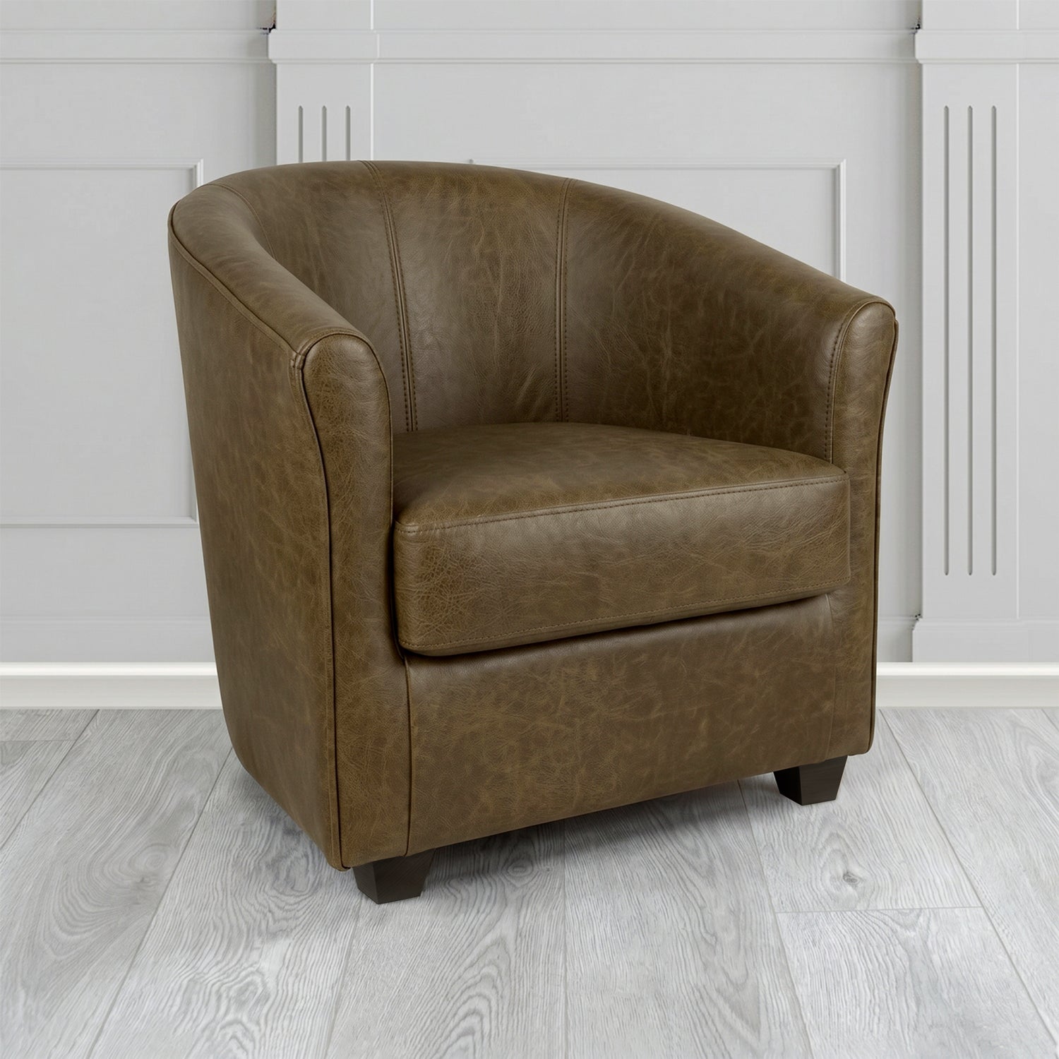 Cannes Tub Chair in Crest Leather Saloon Semi-Aniline Crib 5 Genuine Leather