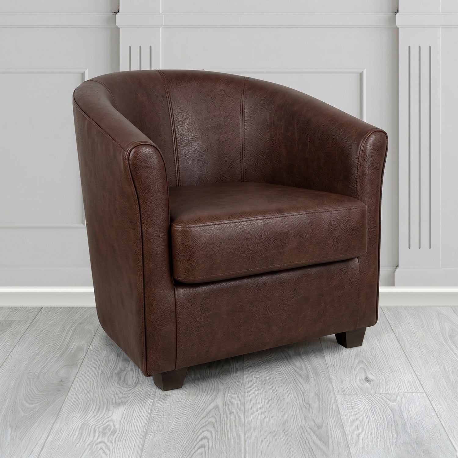 Cannes Tub Chair in Crest Leather Saloon Semi-Aniline Crib 5 Genuine Leather