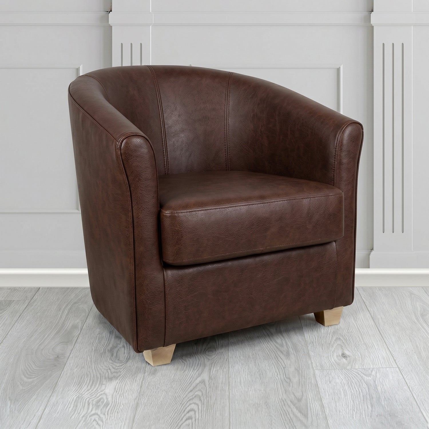 Cannes Tub Chair in Crest Leather Saloon Semi-Aniline Crib 5 Genuine Leather