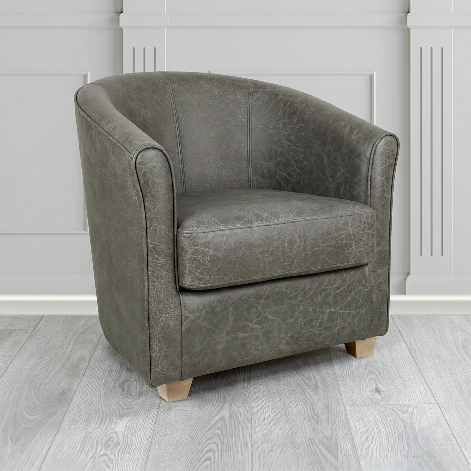 Cannes Tub Chair in Crest Leather Saloon Semi-Aniline Crib 5 Genuine Leather