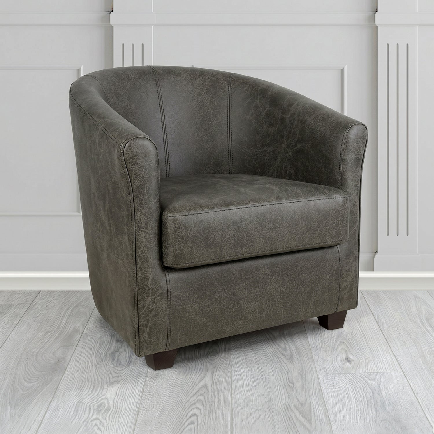 Cannes Tub Chair in Crest Leather Saloon Semi-Aniline Crib 5 Genuine Leather