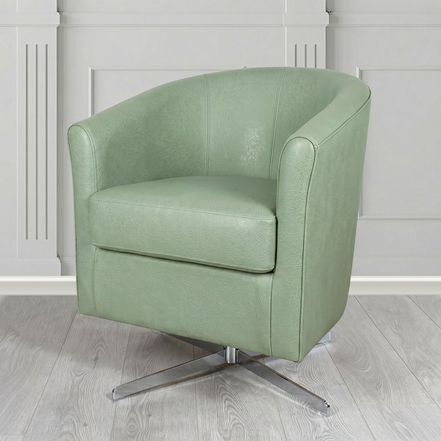 Cannes Swivel Tub Chair in Crest Leather Saloon Semi-Aniline Crib 5 Genuine Leather