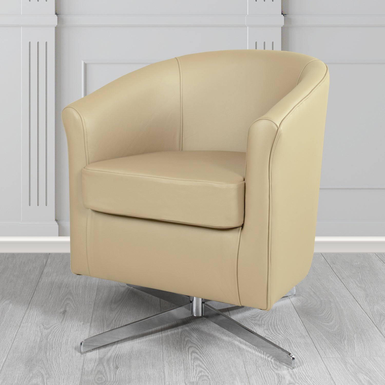 Cannes Swivel Tub Chair in Shelly Crib 5 Genuine Leather