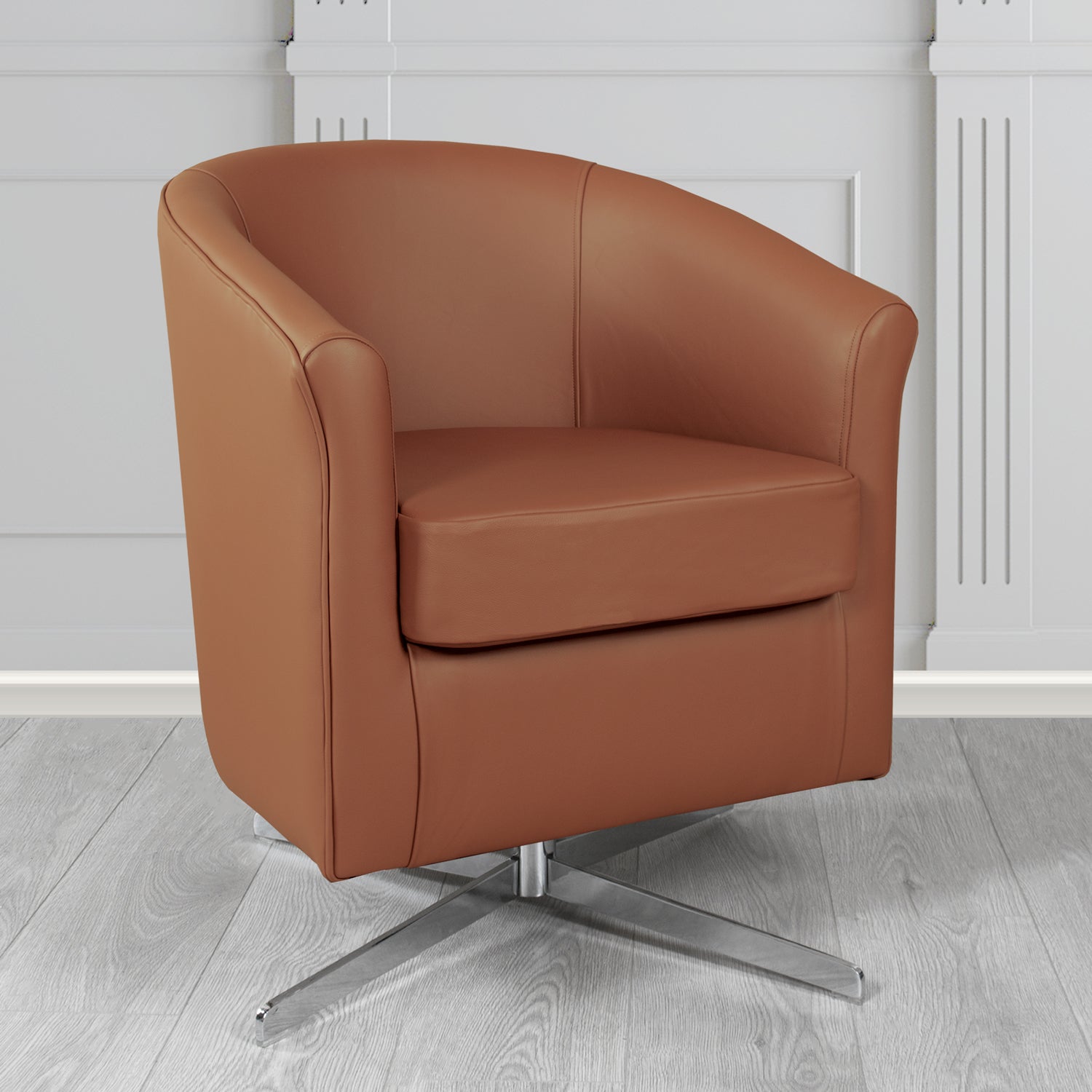 Cannes Swivel Tub Chair in Shelly Crib 5 Genuine Leather