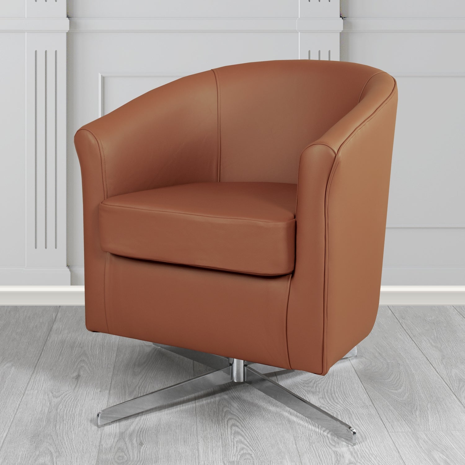 Cannes Swivel Tub Chair in Shelly Crib 5 Genuine Leather