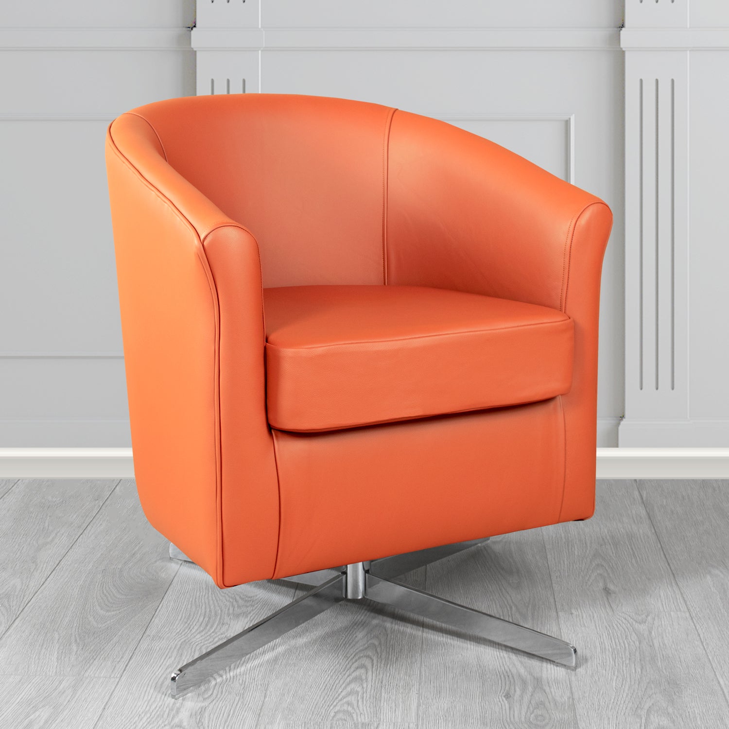 Cannes Swivel Tub Chair in Shelly Crib 5 Genuine Leather