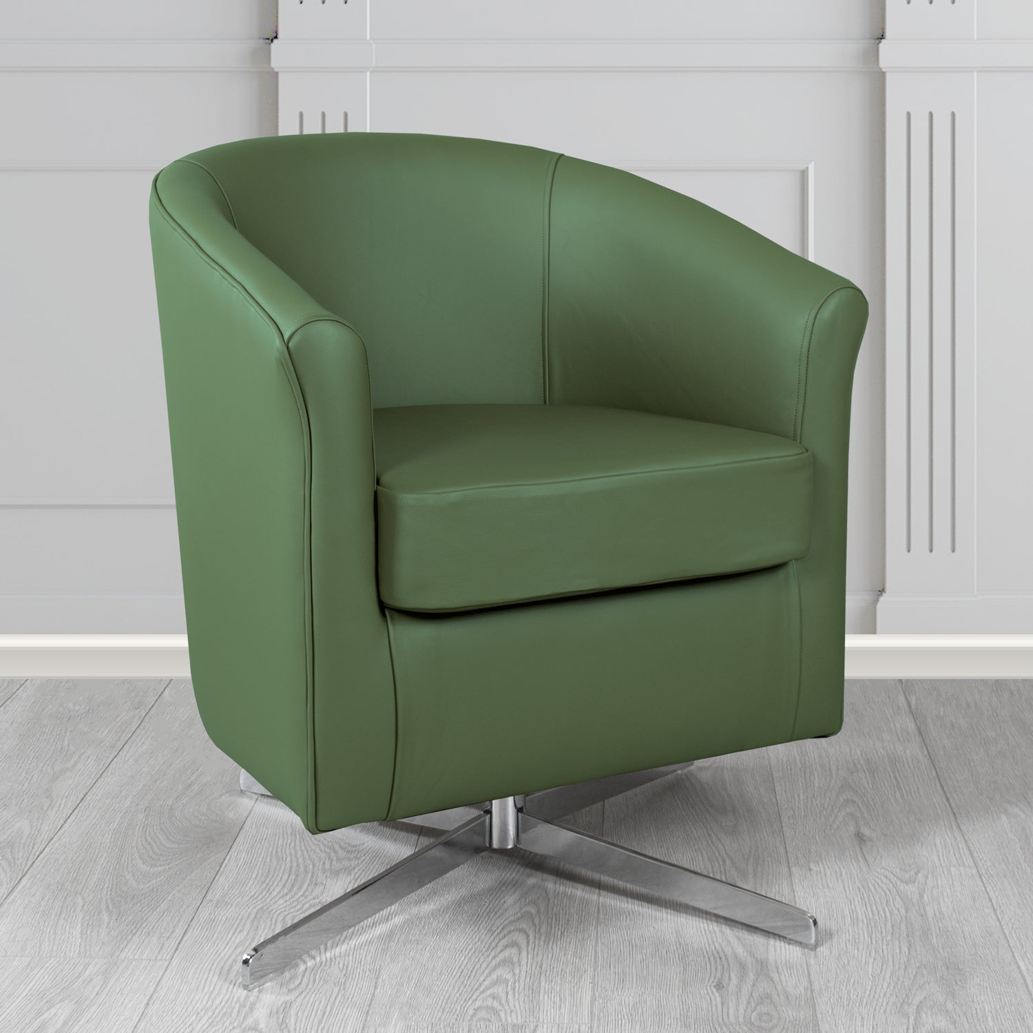 Cannes Swivel Tub Chair in Shelly Crib 5 Genuine Leather