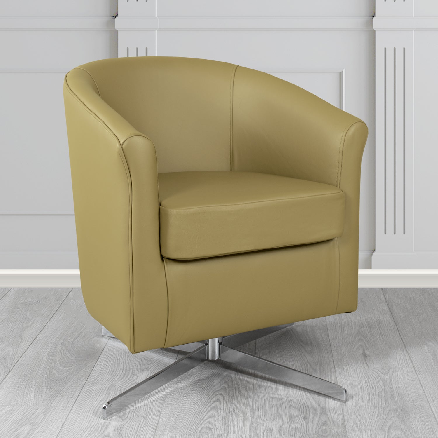 Cannes Swivel Tub Chair in Shelly Crib 5 Genuine Leather