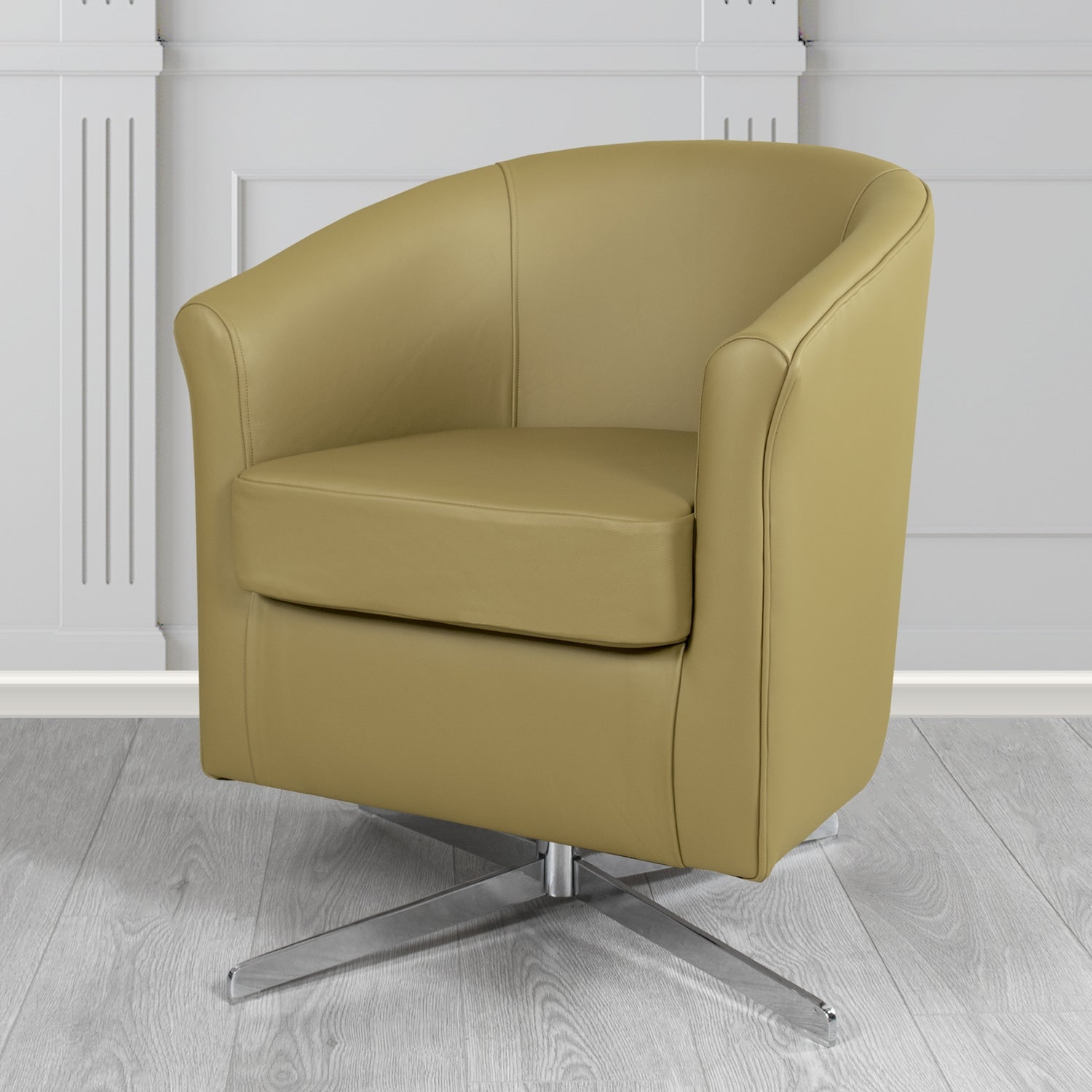 Cannes Swivel Tub Chair in Shelly Crib 5 Genuine Leather