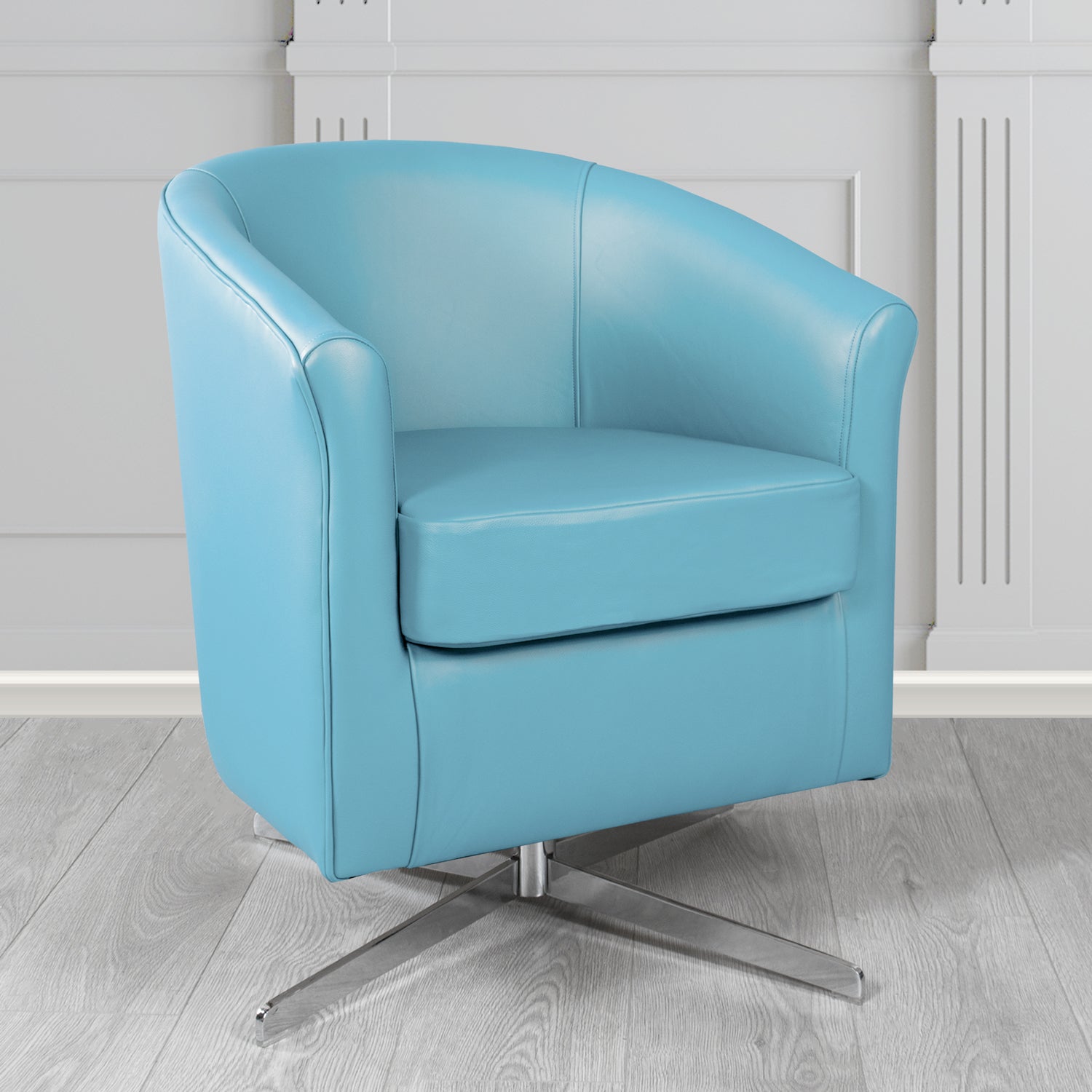 Cannes Swivel Tub Chair in Shelly Crib 5 Genuine Leather