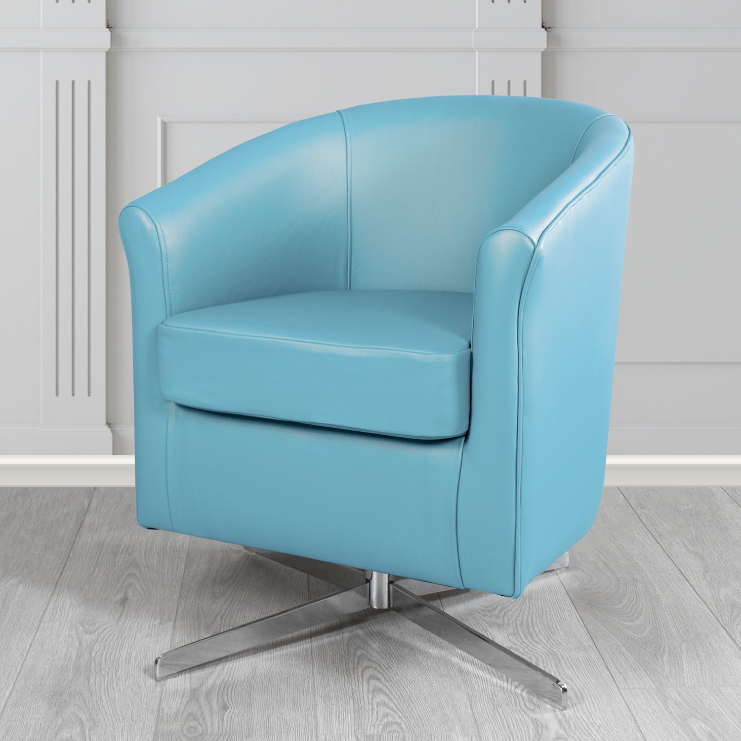 Cannes Swivel Tub Chair in Shelly Crib 5 Genuine Leather