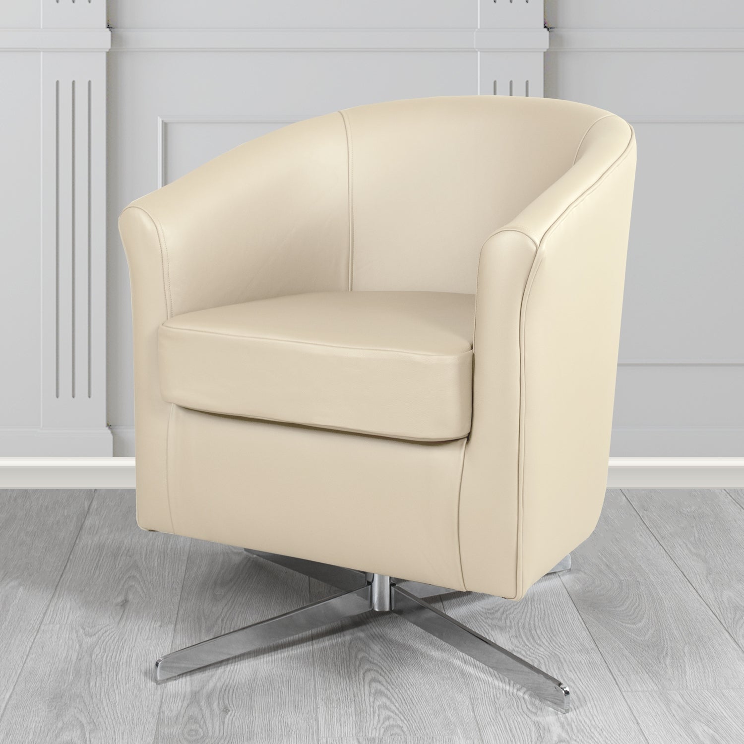 Cannes Swivel Tub Chair in Shelly Crib 5 Genuine Leather