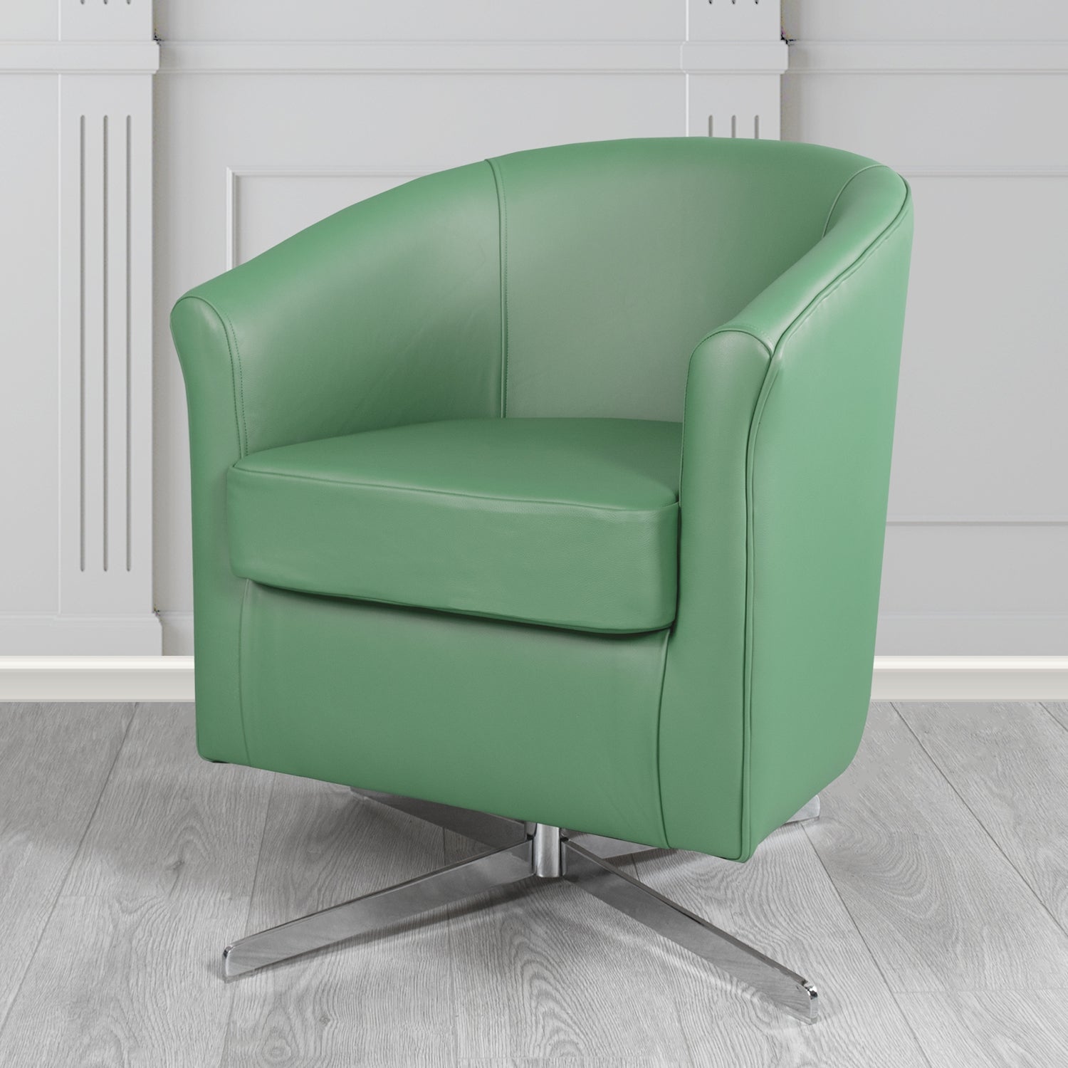 Cannes Swivel Tub Chair in Shelly Crib 5 Genuine Leather