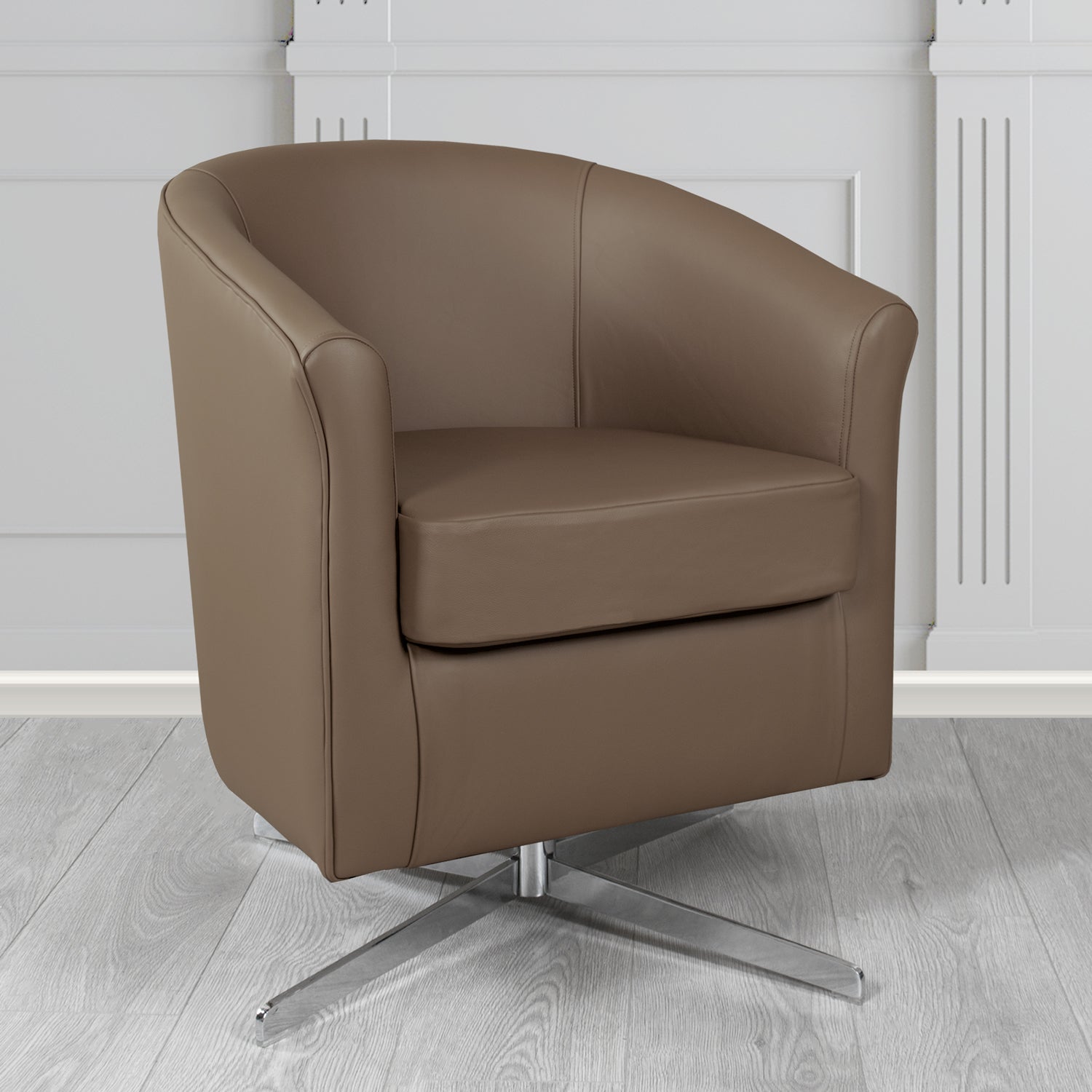 Cannes Swivel Tub Chair in Shelly Crib 5 Genuine Leather