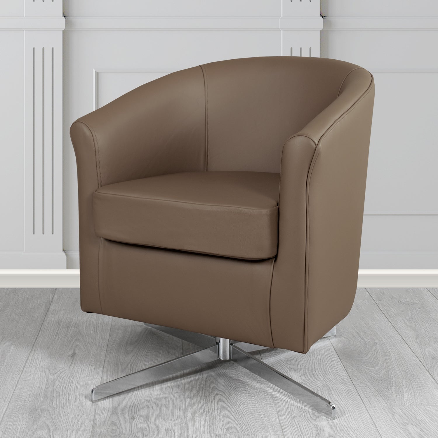 Cannes Swivel Tub Chair in Shelly Crib 5 Genuine Leather