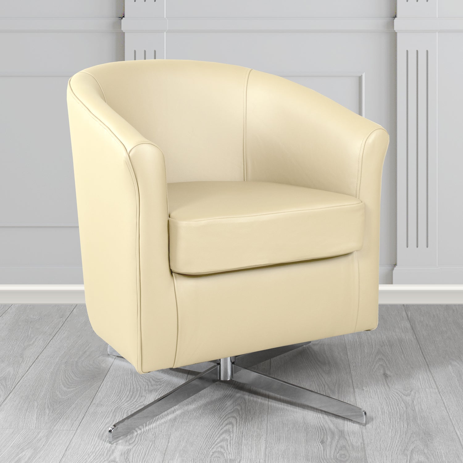 Cannes Swivel Tub Chair in Shelly Crib 5 Genuine Leather