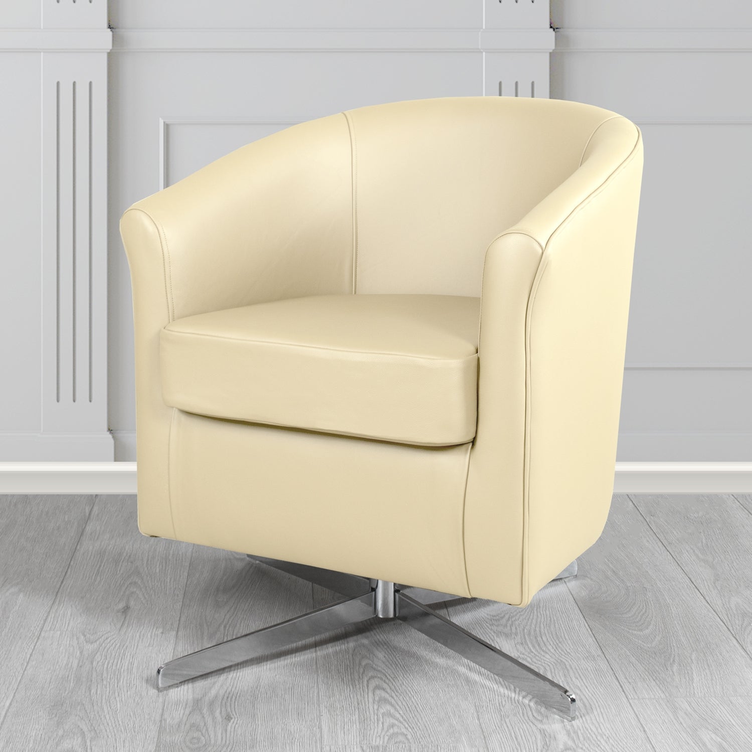 Cannes Swivel Tub Chair in Shelly Crib 5 Genuine Leather